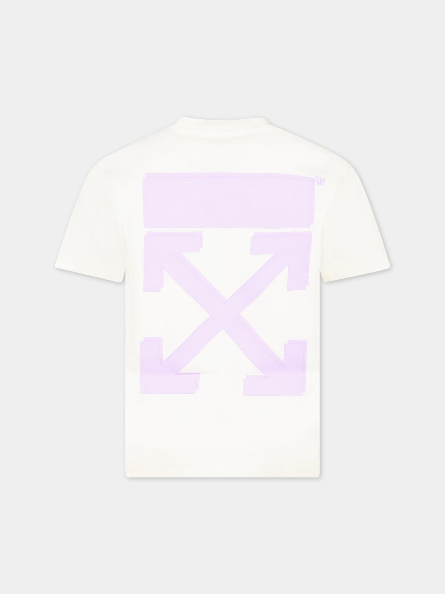 T-shirt avorio per bambina con logo viola,Off White,OGAA001S23JER0010336