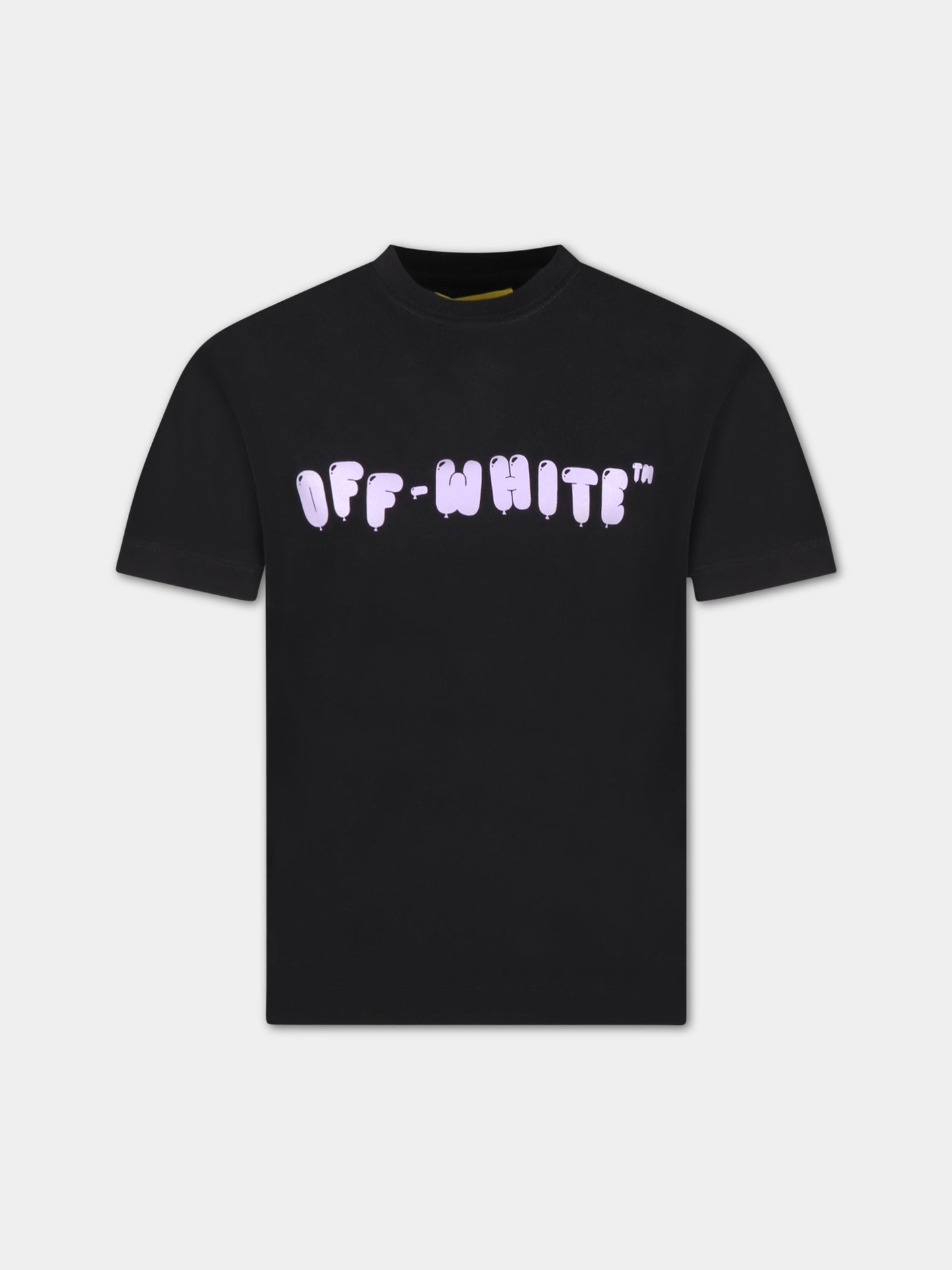 T-shirt nera per bambina con logo viola,Off White,OGAA001S23JER0031036
