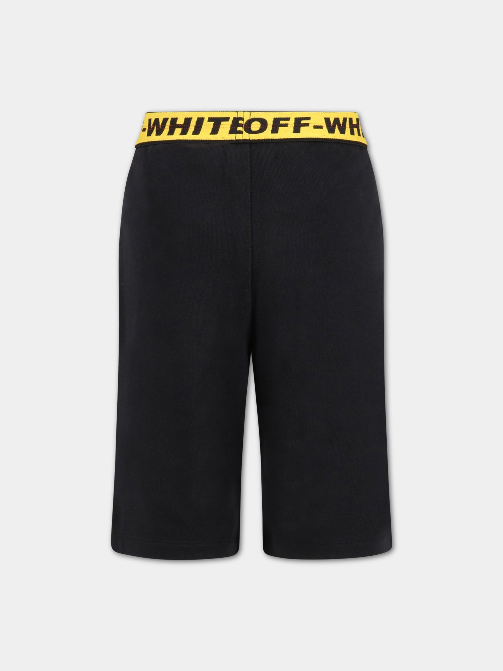 Shorts neri per bambini con logo bianco,Off White,OBCI003C99FLE0011018