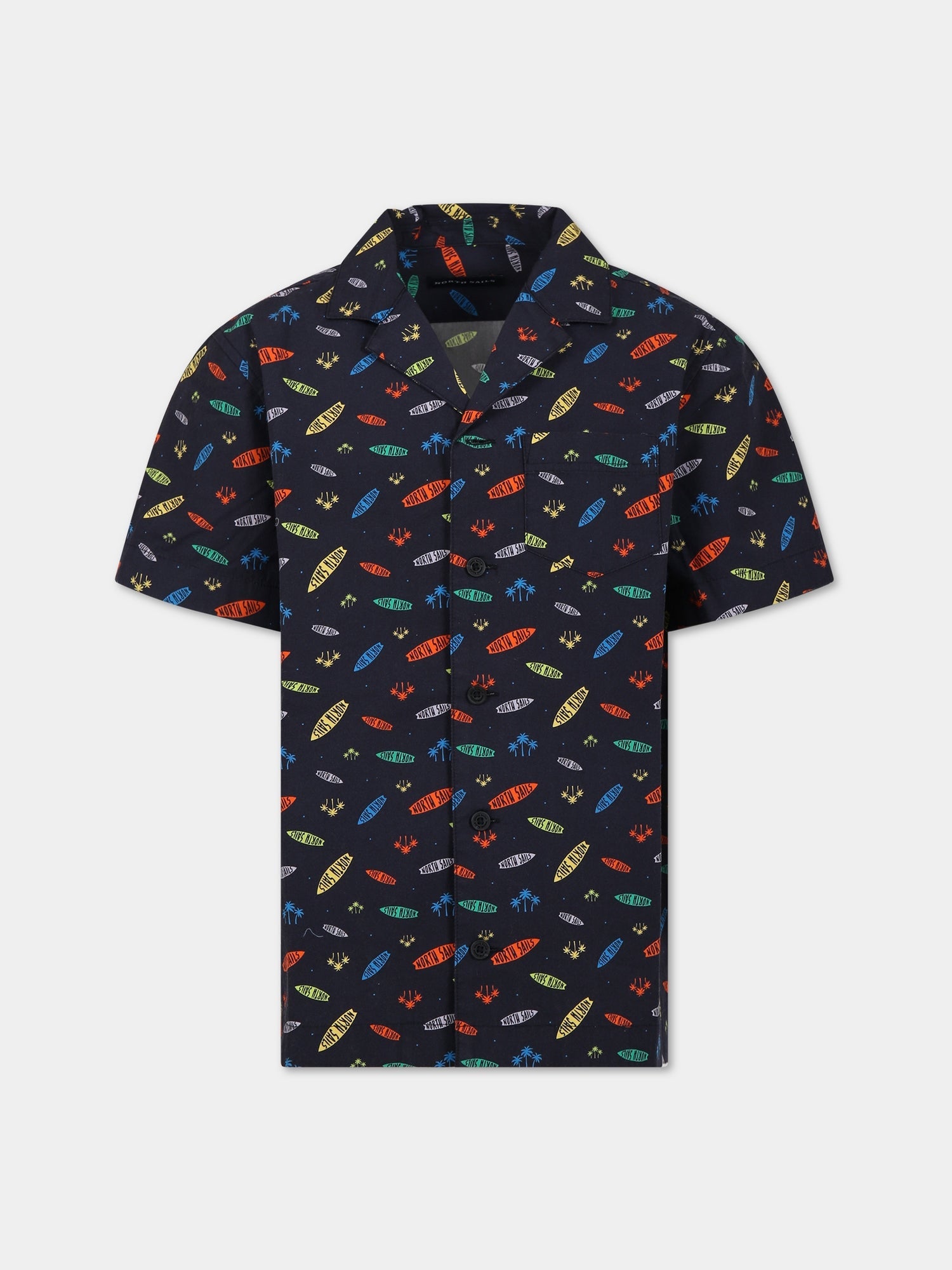 Camicia multicolor per bambino con logo all-over,North Sails,764144 000 C001