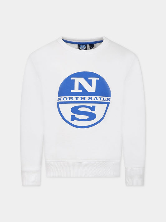 Felpa bianca per bambino con logo blu,North Sails,794406 000 0101