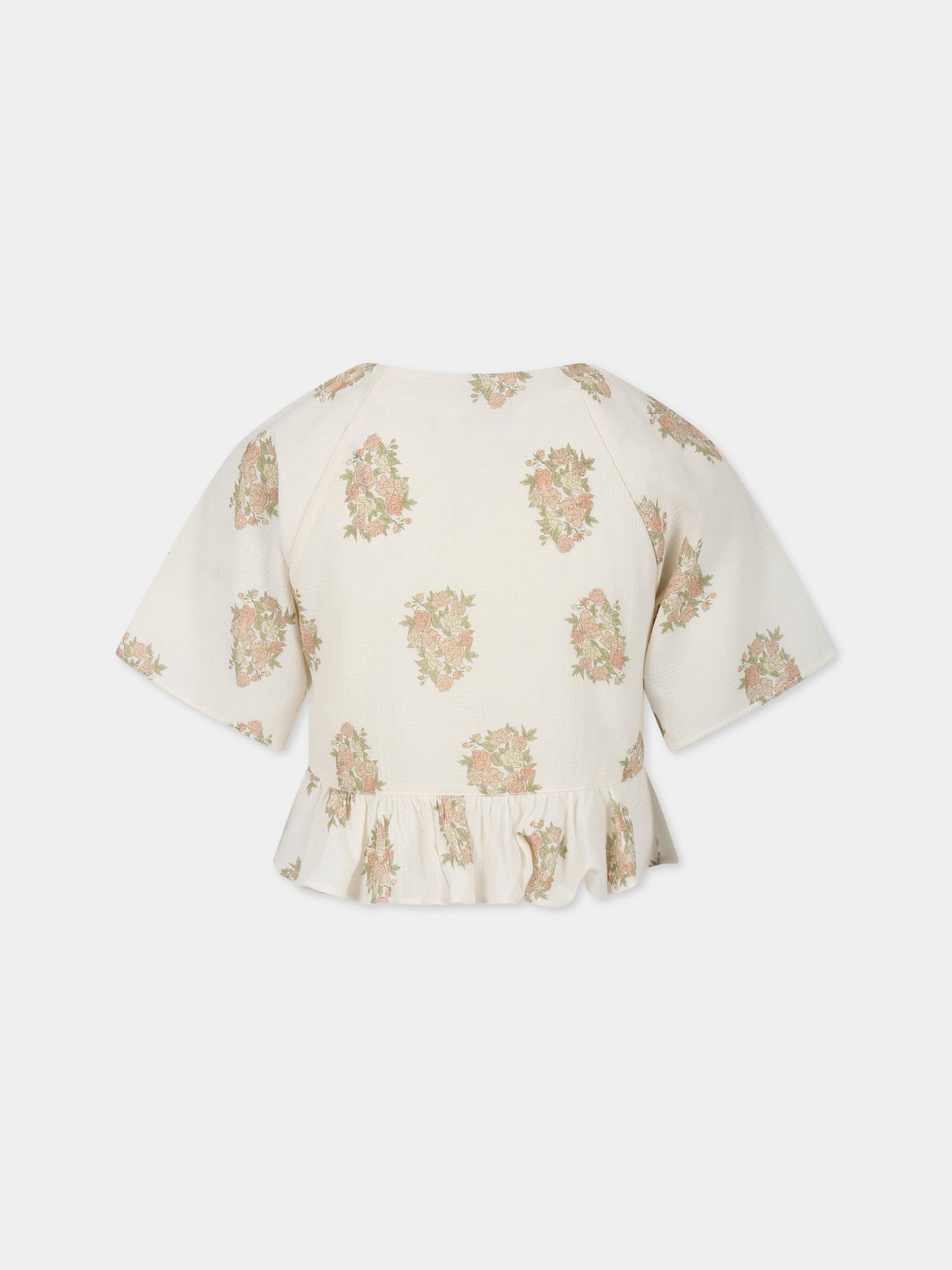 Camicia avorio per bambina con stampa fiori,The New Society,S23 K WV07 LORETTA