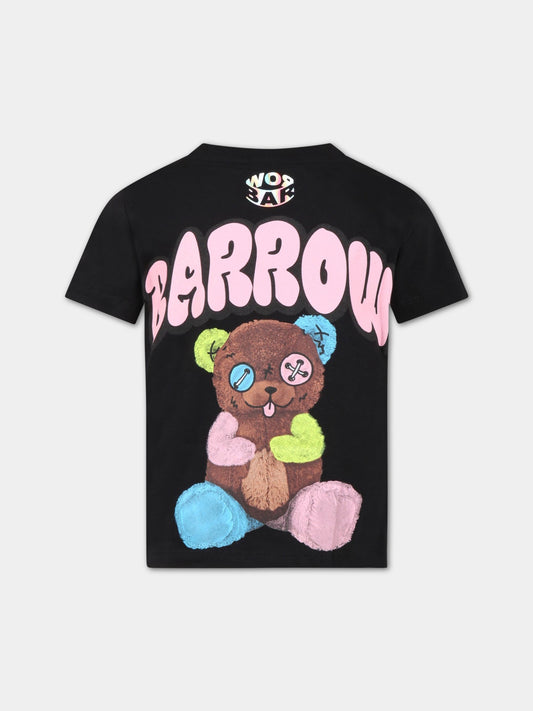 T-shirt nera per bambini con logo e orso,Barrow,033096 110