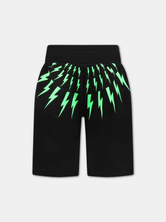 Shorts neri per bambino on saette,Neil Barrett Kids,033625 110/48