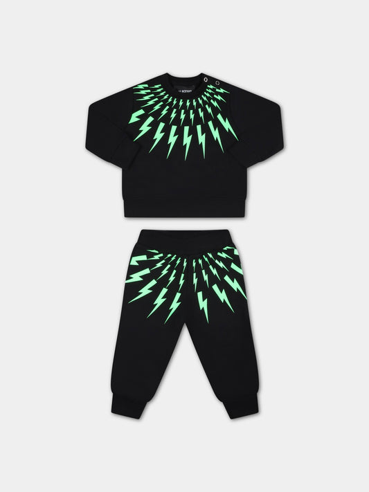 Tuta nera per neonato con sette,Neil Barrett Kids,033627 110/48