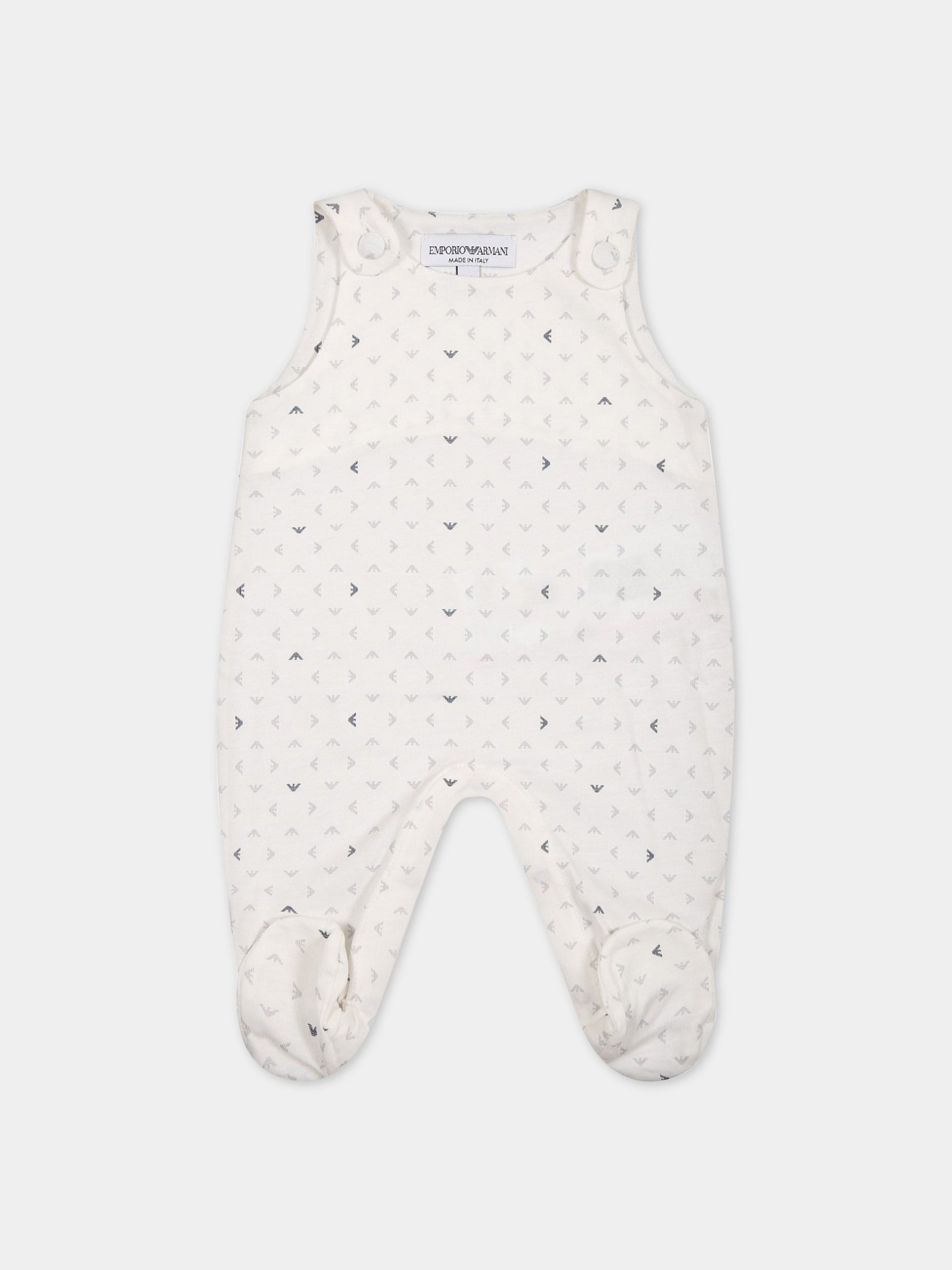 Coompleto bianco per neonato con iconici aquilotti,Armani Junior,8NNV48 NJ05Z F110