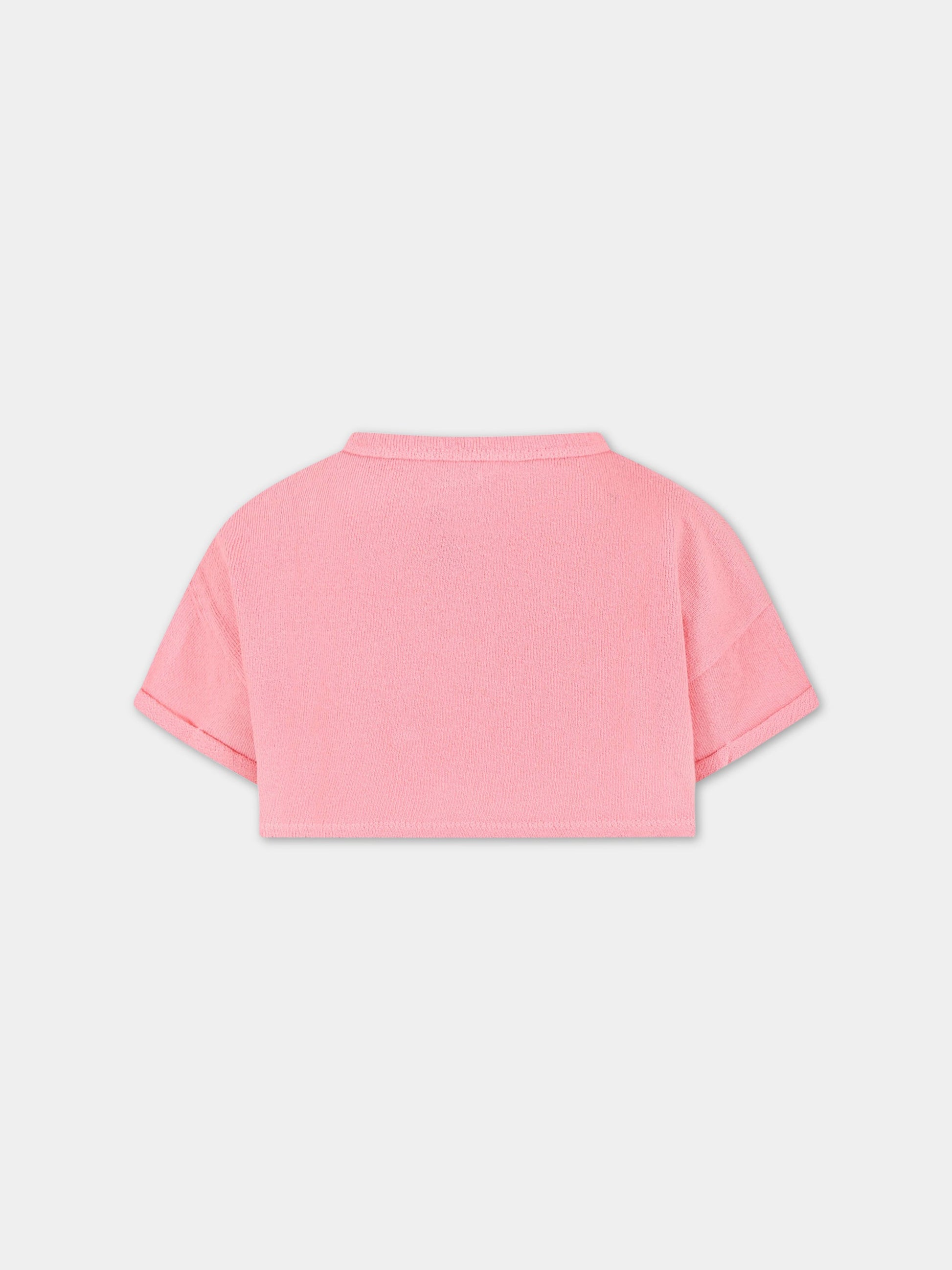 Felpa rosa per bambina con logo,Bobo Choses,123AC032