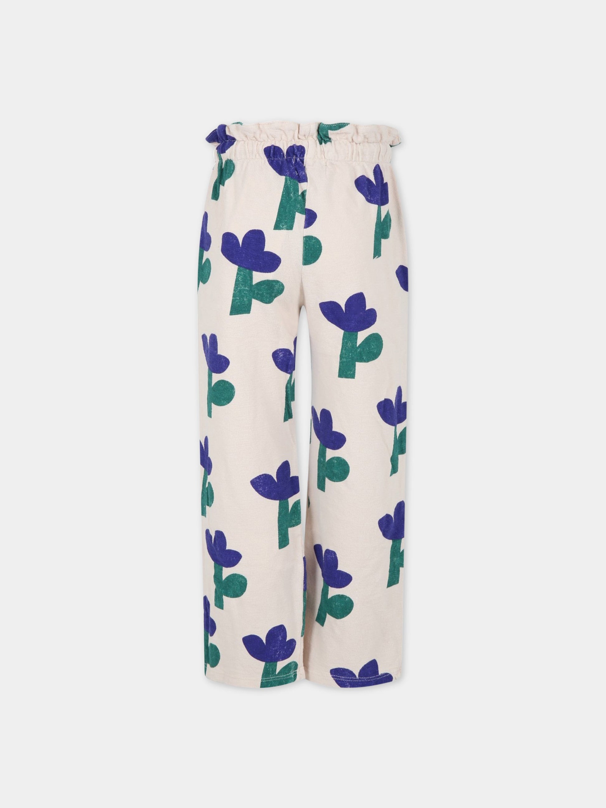 Pantaloni avorio per bambina con fiori,Bobo Choses,123AC085