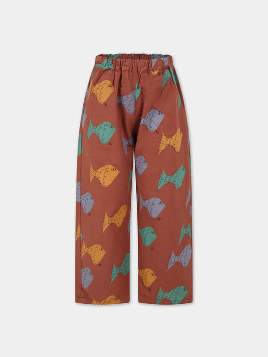Pantaloni marroni per bambino con pesci,Bobo Choses,123AC093