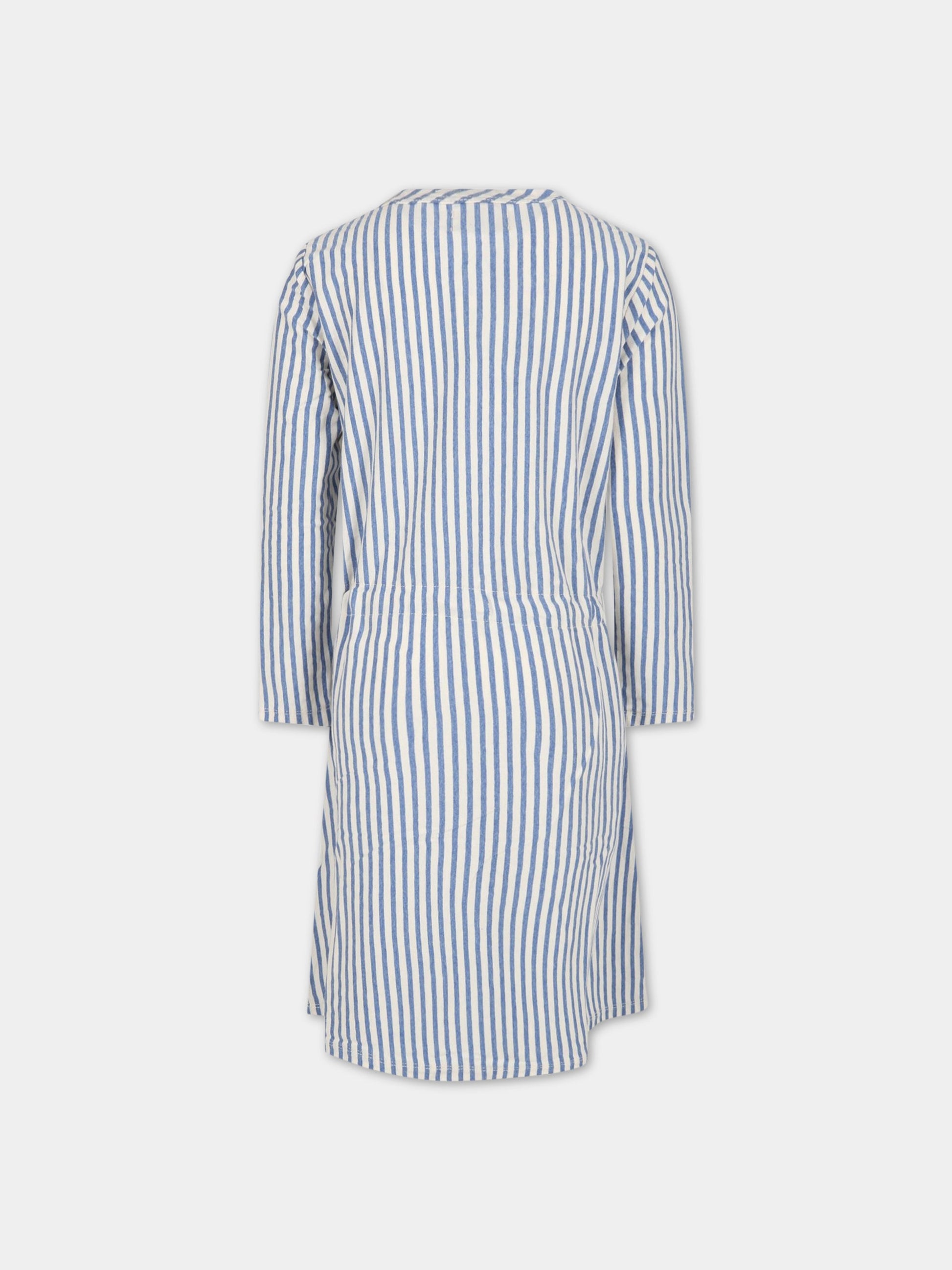 Vestito bianco e blu per bambina con stampa e logo,Bobo Choses,123AC128