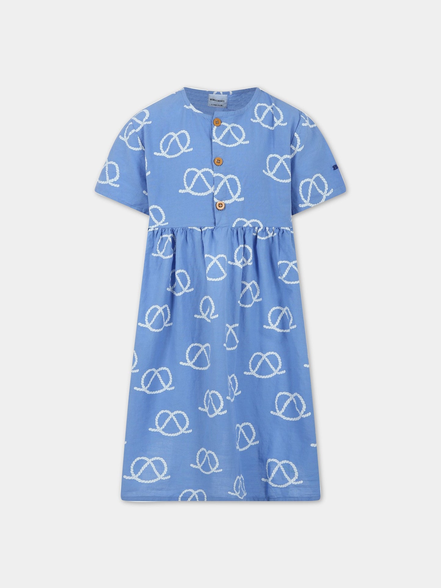 Vestito azzurro per bambina con logo,Bobo Choses,123AC130