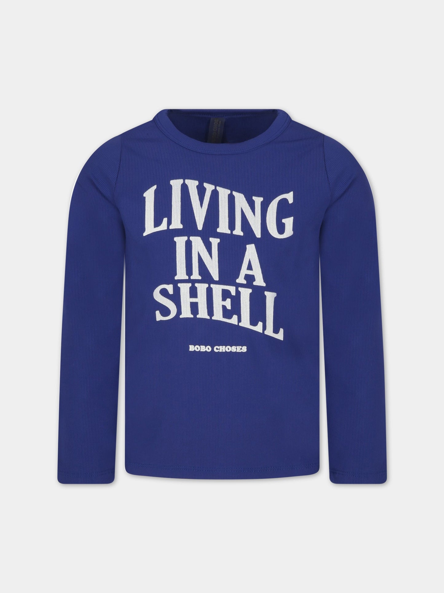 T-shirt blu per bambino con stampa e logo,Bobo Choses,123AC147