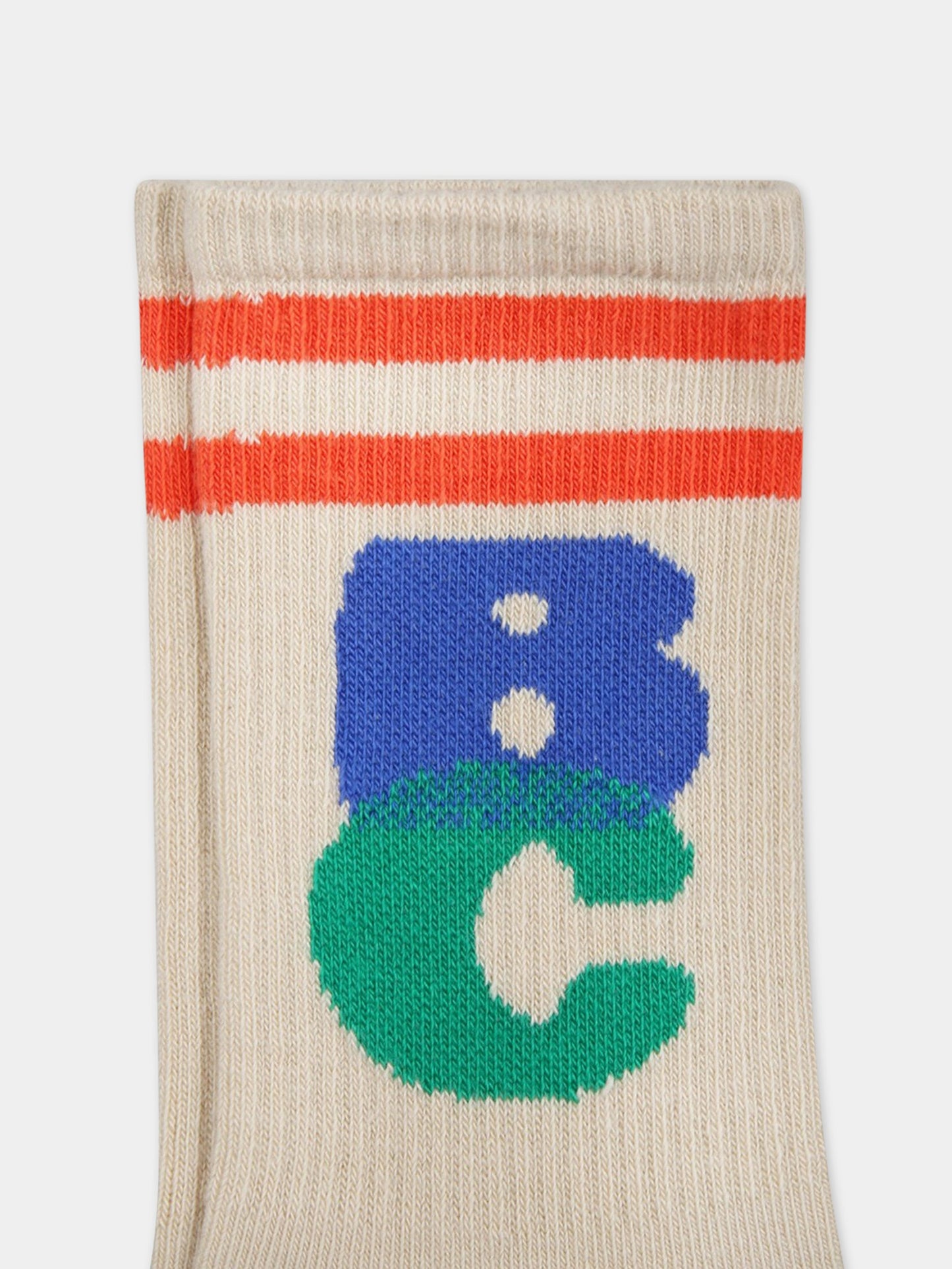Calze beige per bambino con iconico logo colorato,Bobo Choses,123AI004