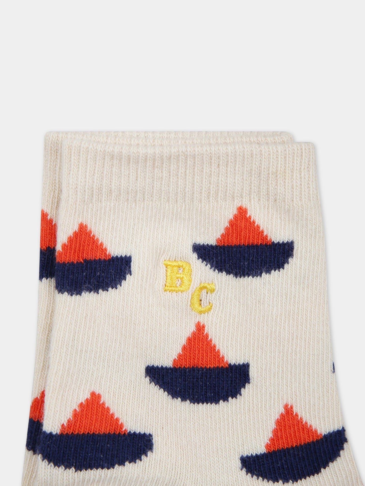 Calze avorio per bambino con stampa barchetta all-over e logo,Bobo Choses,123AI013