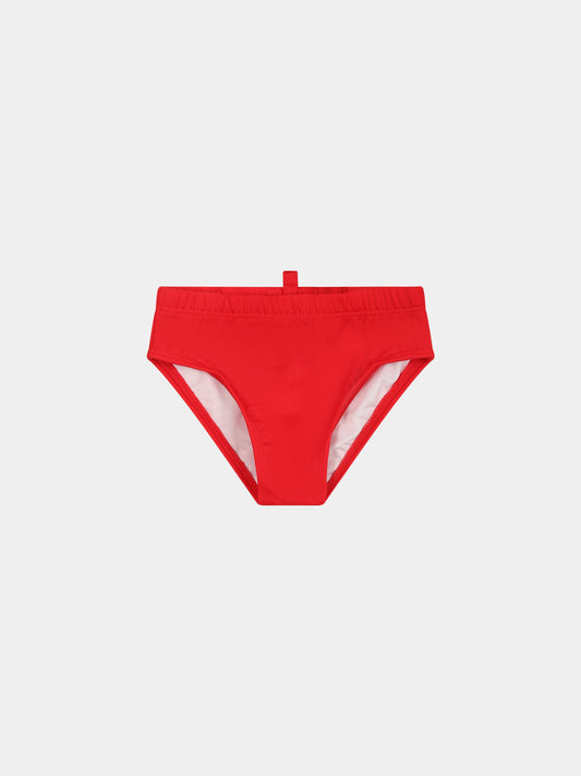 Slip-mare rosso per bambino con logo,Dsquared2,DQ1785 D0A4F DQ413
