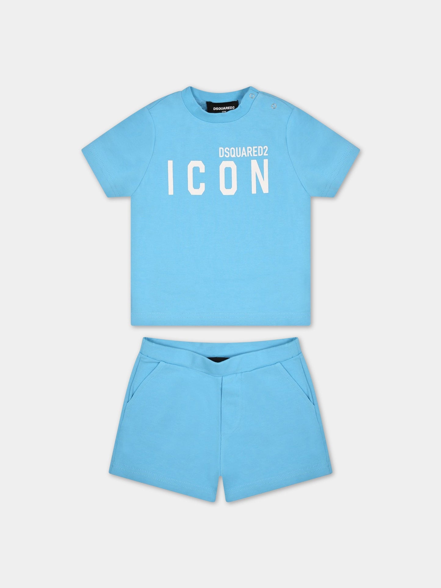 Completo celeste per neonato con logo,Dsquared2,DQ1038 D008J DQ818