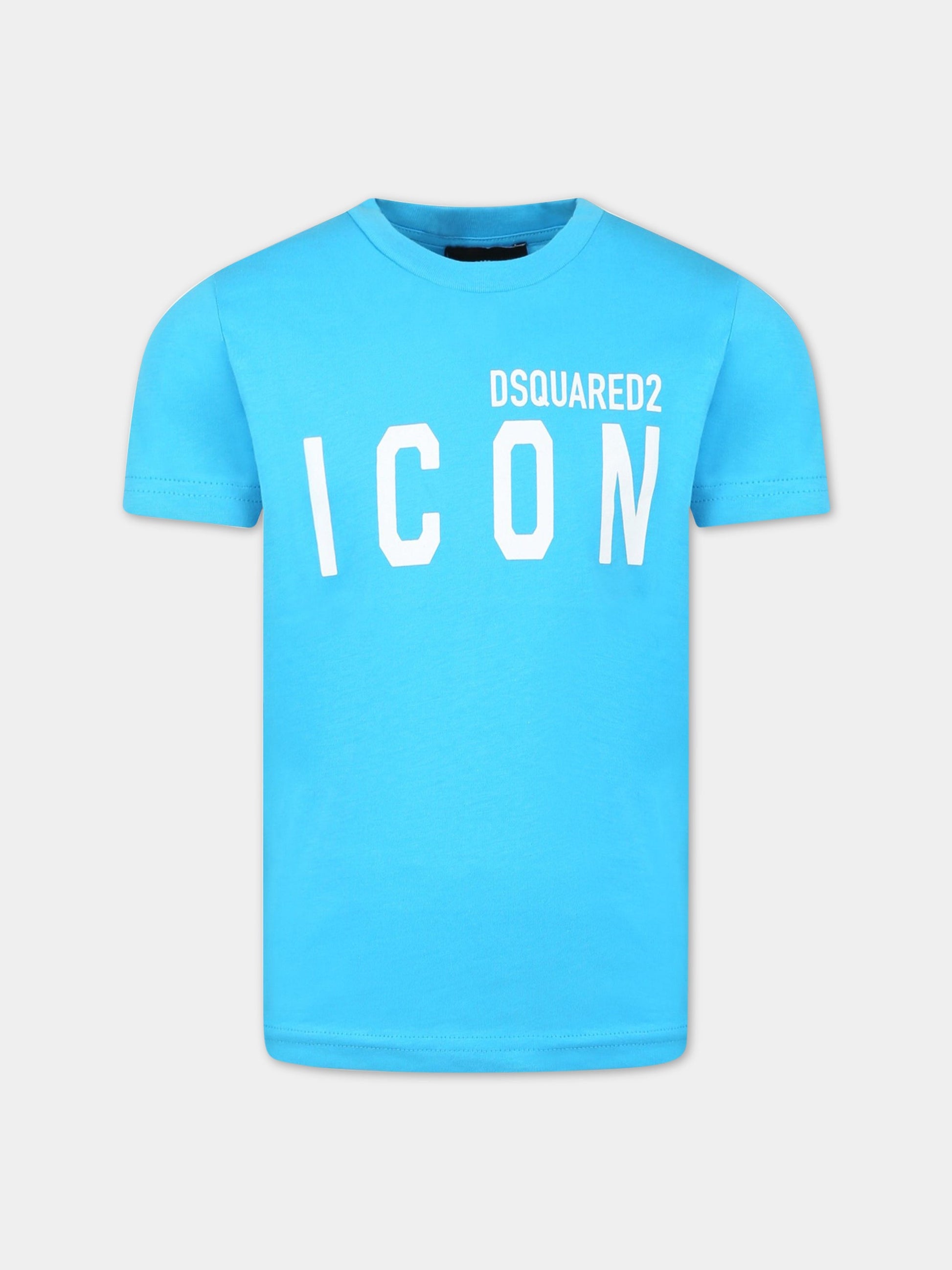 T-shirt azzurra per bambino con logo,Dsquared2,DQ1359 D00MV DQ818
