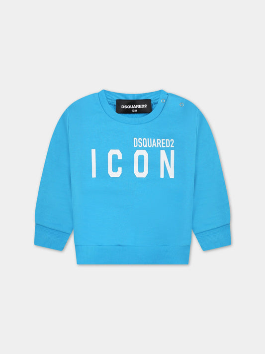Felpa azzurra per neonato con logo,Dsquared2,DQ1690 D003G DQ818
