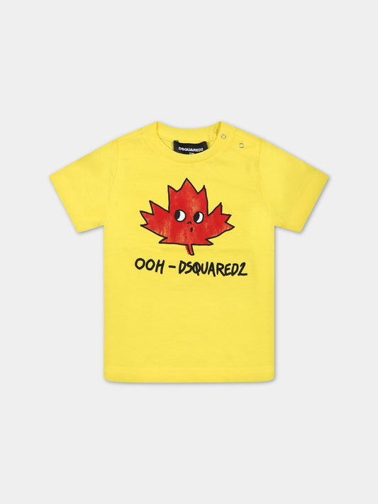 T-shirt gialla per neonato con stampa,Dsquared2,DQ1640 D004G DQ205