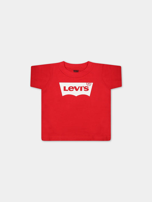 T-shirt rossa per neonato con stampa bianca del logo,Levi's Kids,LK6E8157 6E8157 R6W