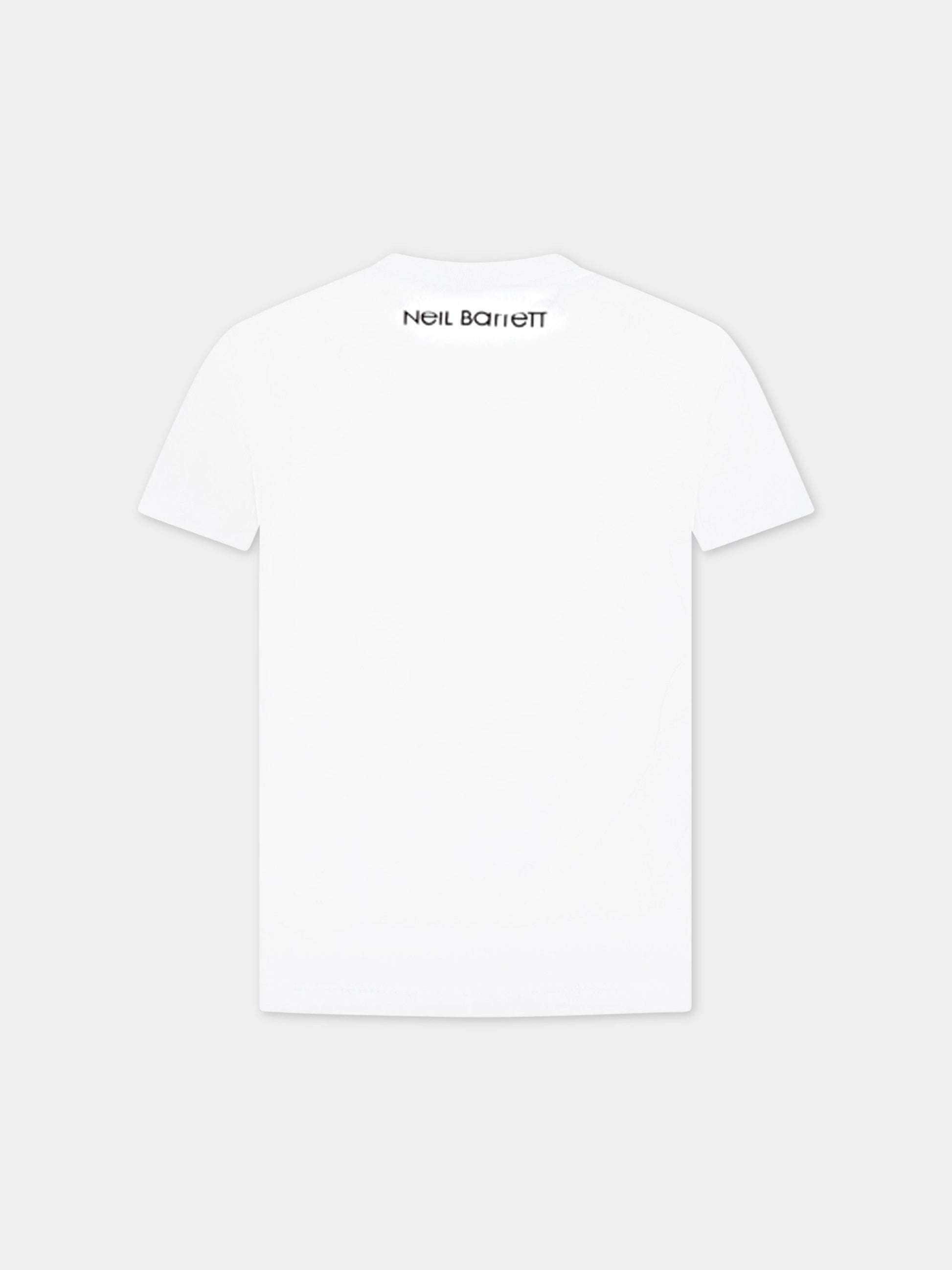 T-shirt bianca per bambino con iconiche saette,Neil Barrett Kids,033623 001