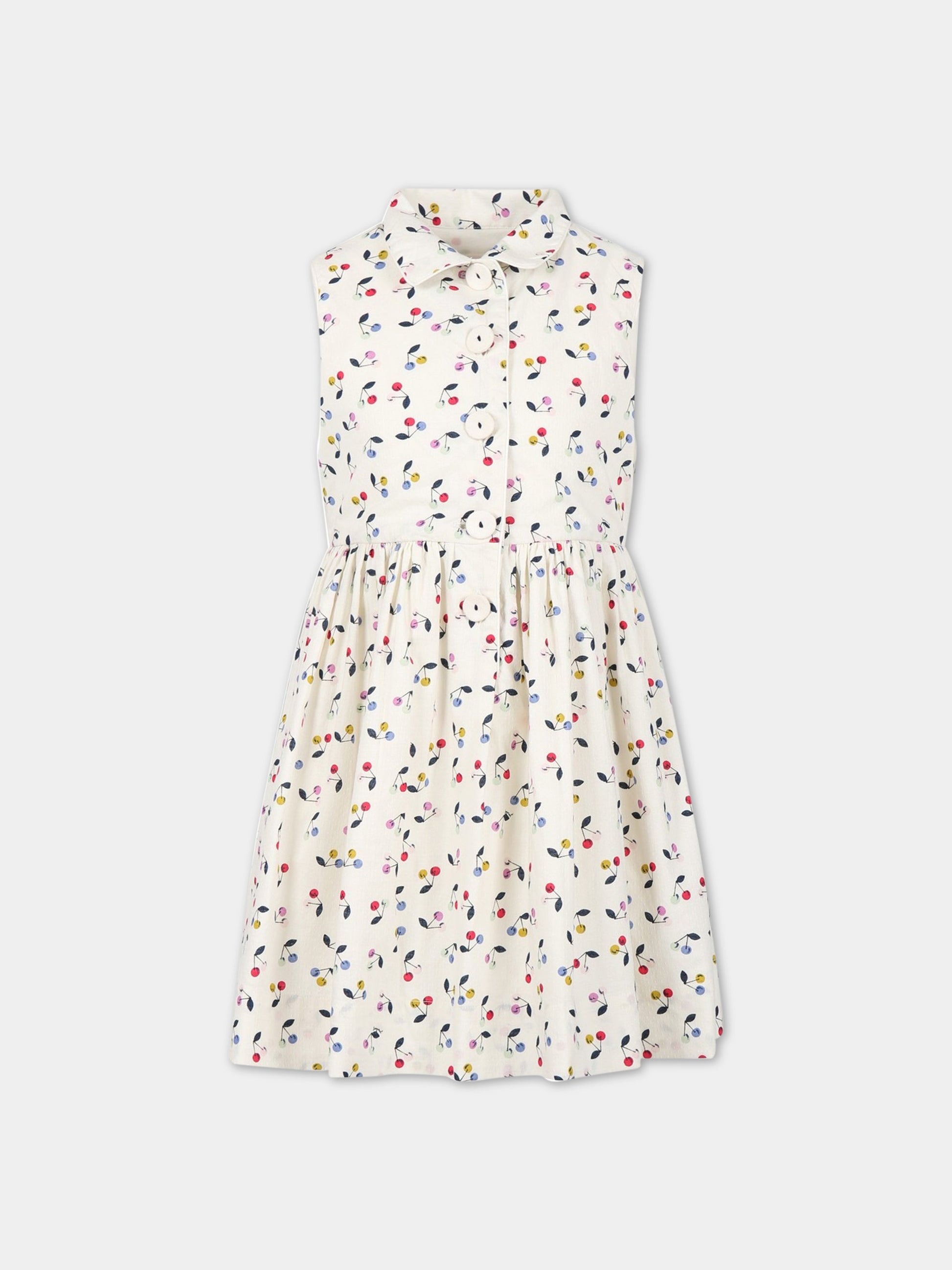 Vestito avorio per bambina con ciliegie,Bonpoint,S03GDRW00005 680