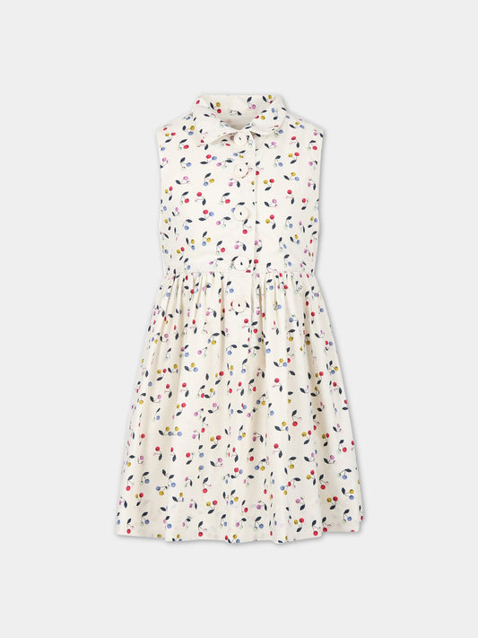 Vestito avorio per bambina con ciliegie,Bonpoint,S03GDRW00005 680