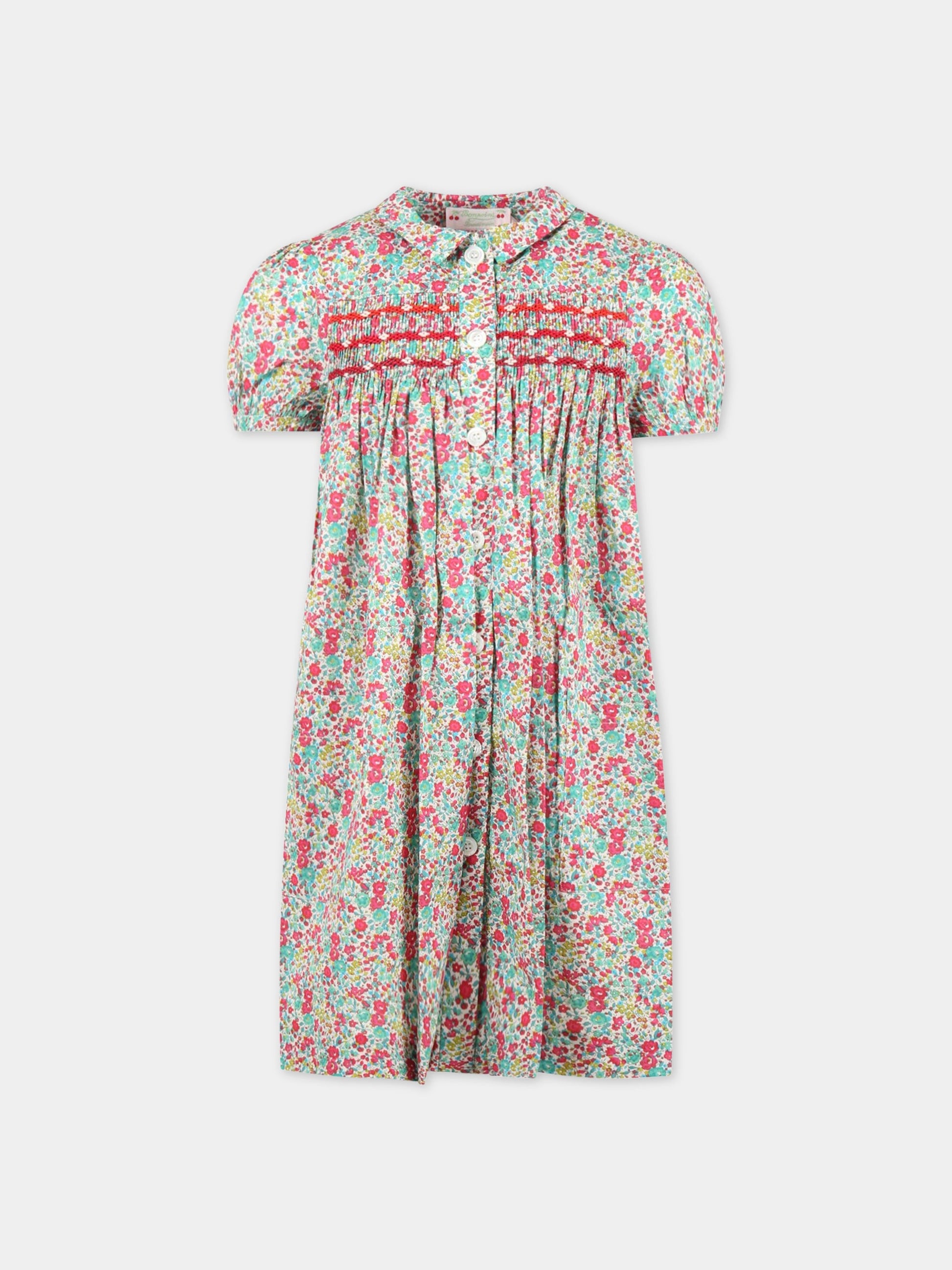 Vestito multicolor per bambina con stampa Liberty,Bonpoint,S03GDRW00106 544A