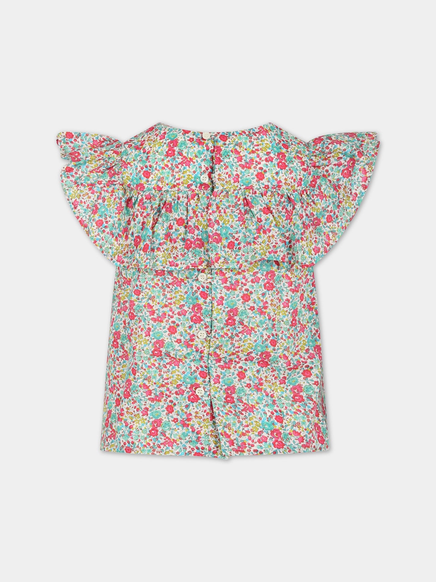 T-shirt multicolor per bambina con stampa liberty,Bonpoint,S03GBLW00006 544A