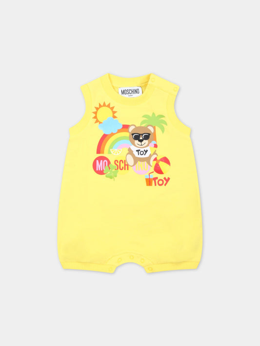 Pagliaccetto giallo per neonati con Teddy Bear,Moschino Kids,MMY043 LBA08 50162