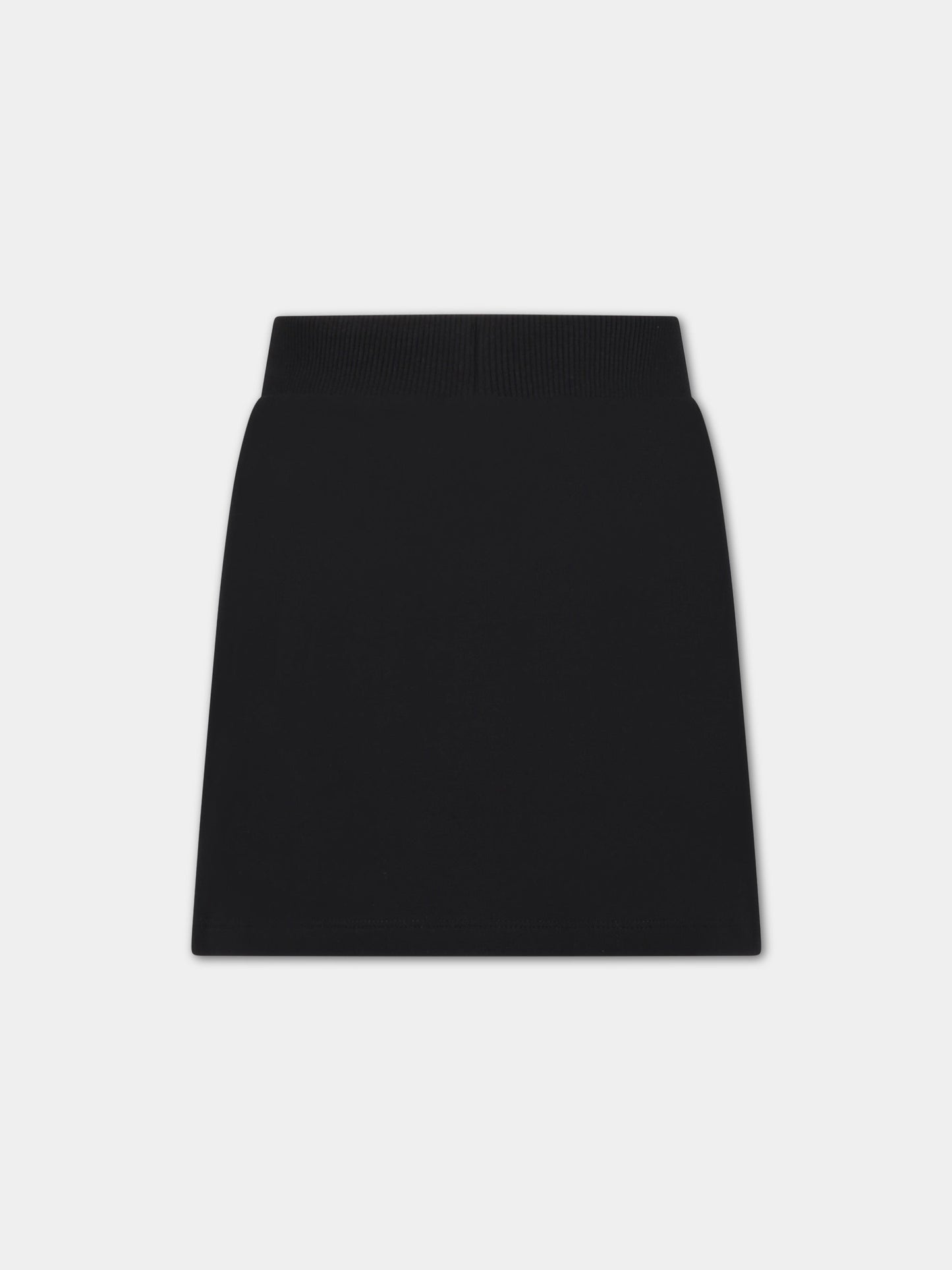 Gonna nera per bambina con logo bianco,Moschino Kids,HCJ01P LDA27 60100