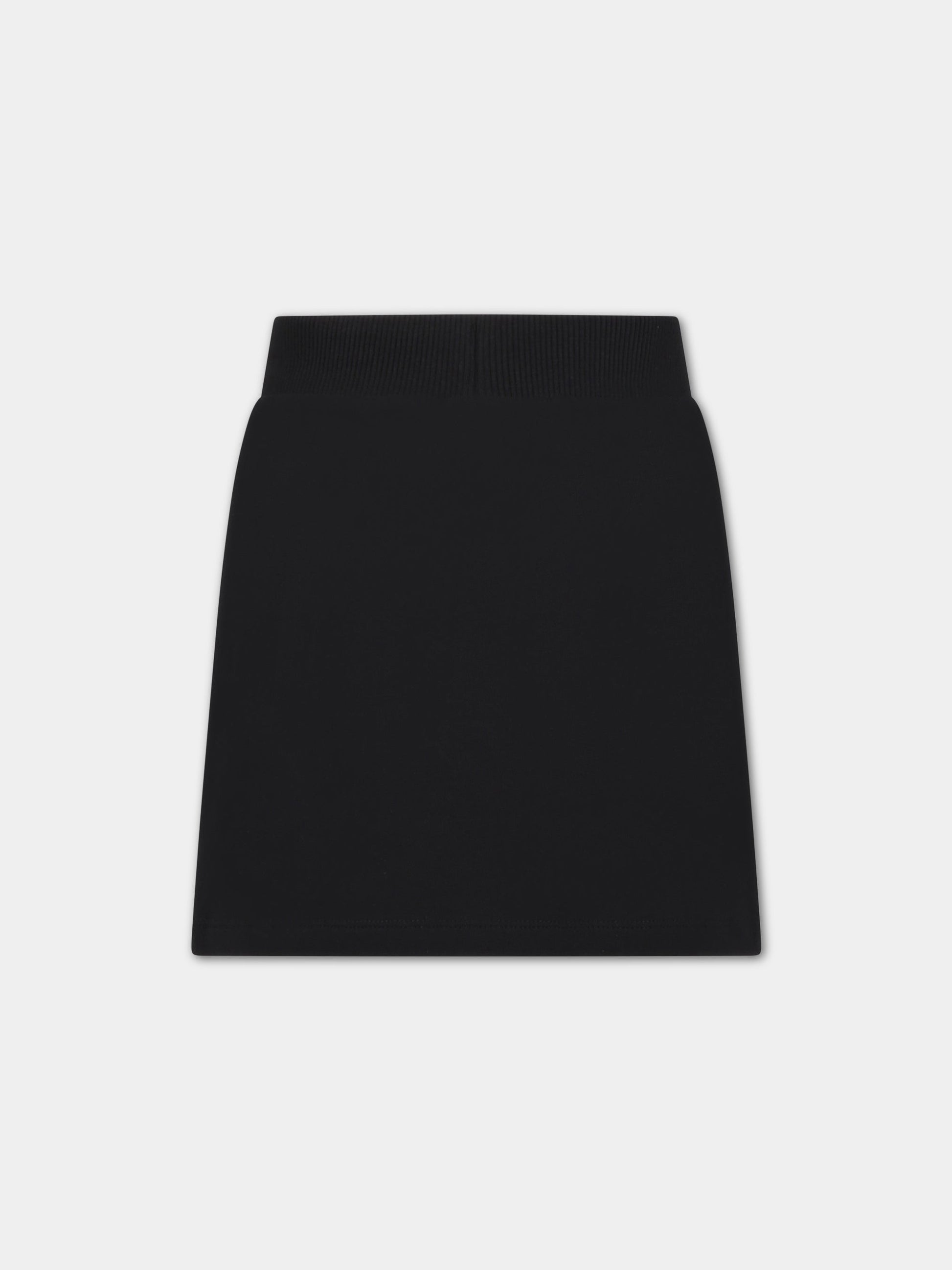 Gonna nera per bambina con logo bianco,Moschino Kids,HCJ01P LDA27 60100