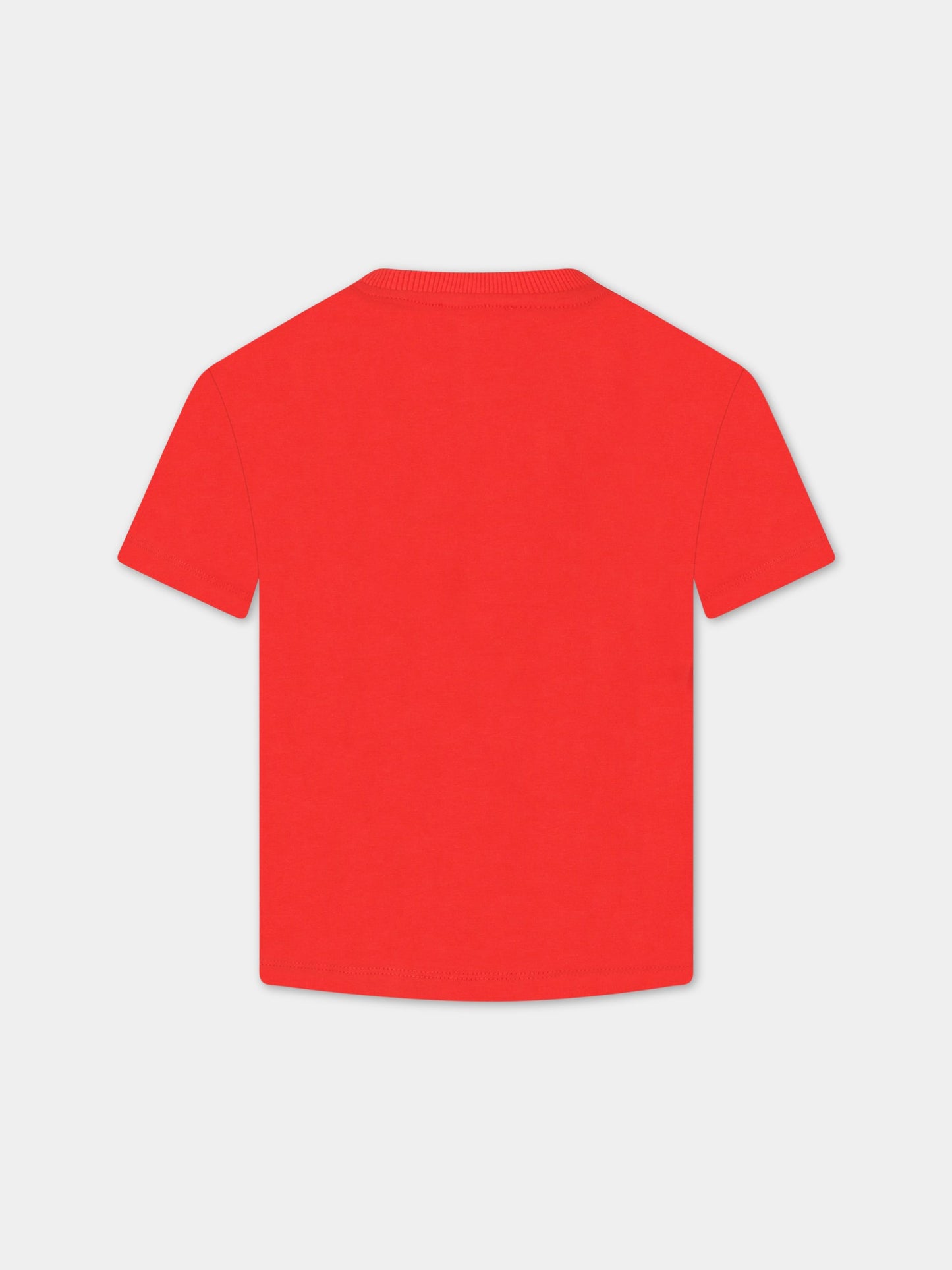 t-shirt rossa per bambini con Teddy Bear e logo,Moschino Kids,HMM046 LBA10 50109