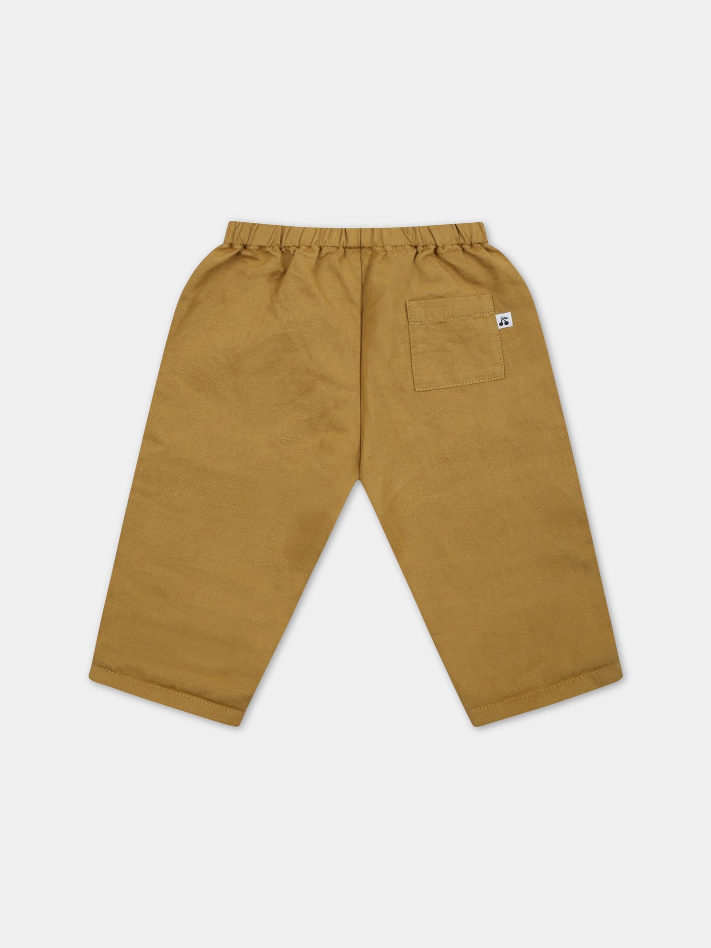 Pantaloni giallo-senape per neonato con logo iconico,Bonpoint,S03YPAW00002 038A