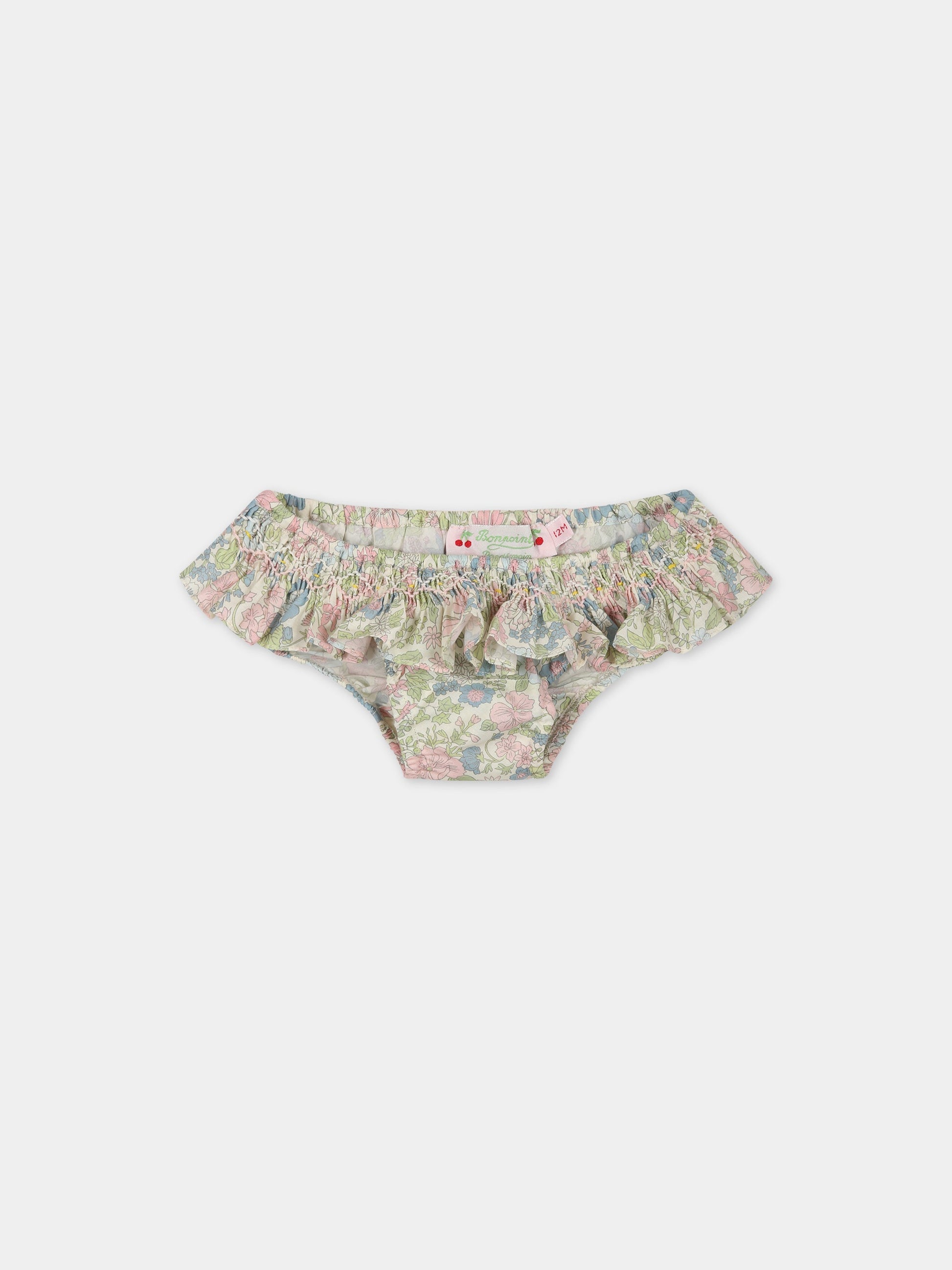 Slip multicolor per neonata con stampa fiori,Bonpoint,S03XSSW00100 520