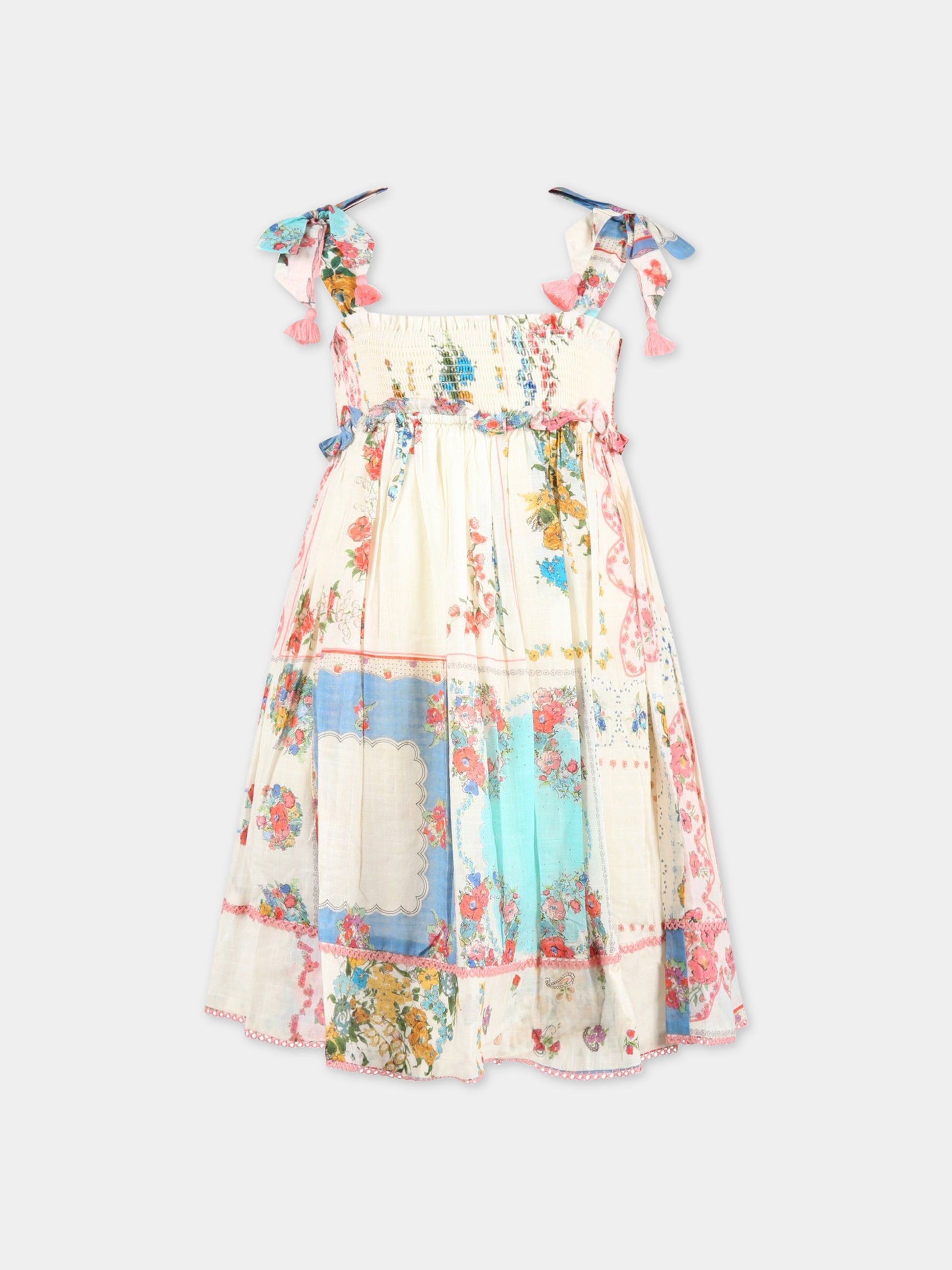 Vestito avorio per bambina con stampa floreale,Zimmermann,3088DCLO PPAF