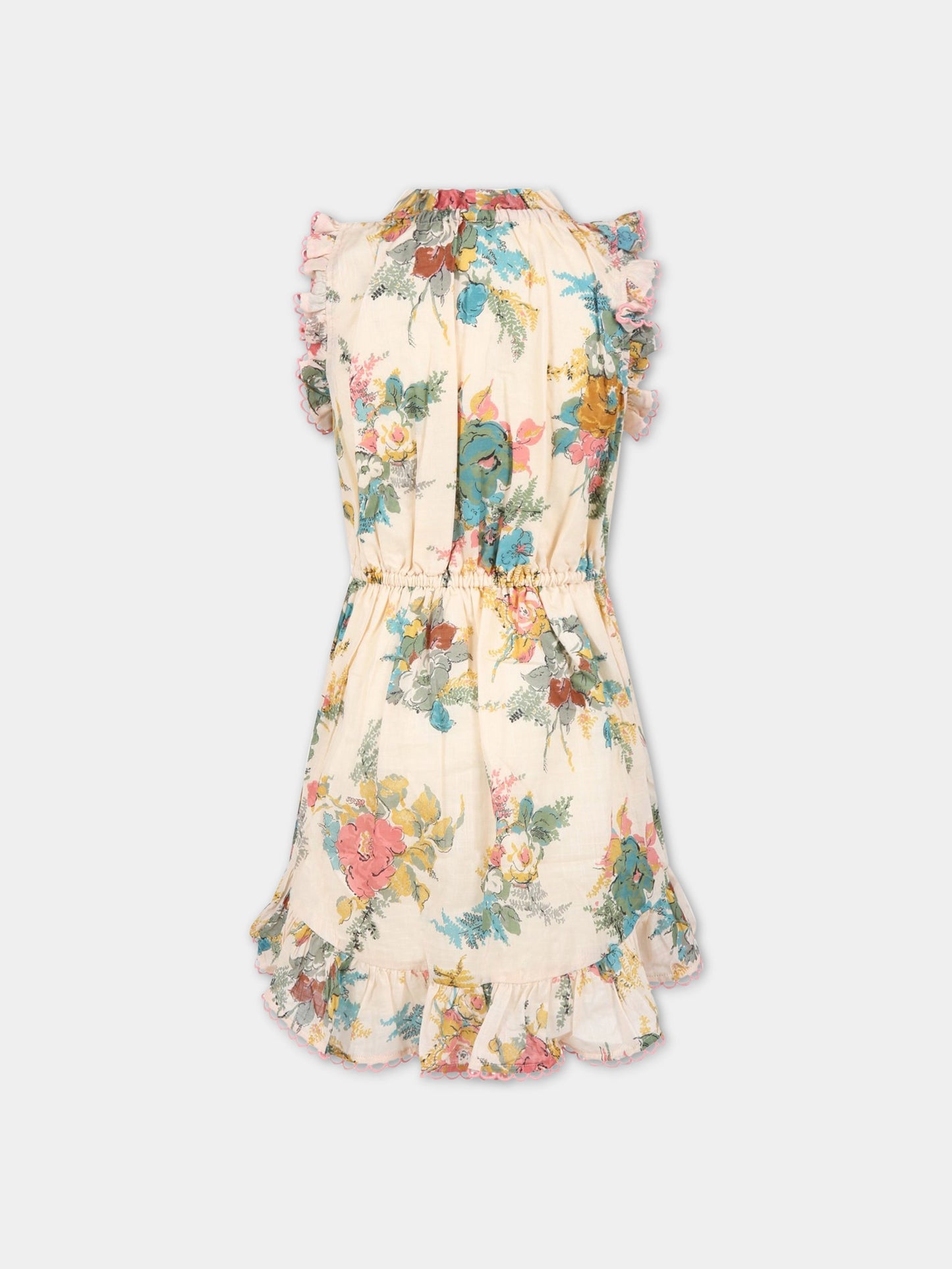 Vestito beige per bambina con stampa floreale,Zimmermann,1897DCLO HPFL