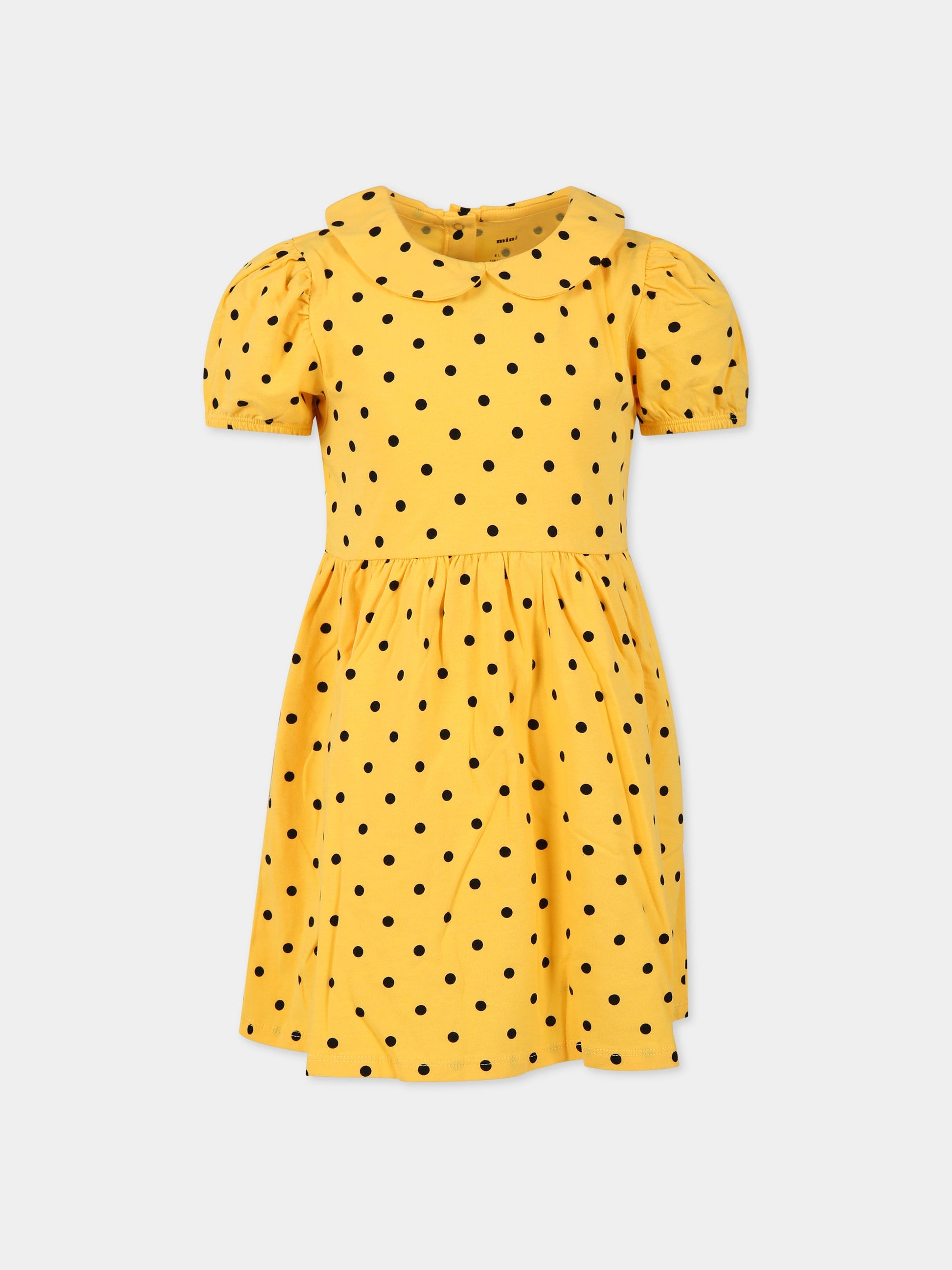 Vestito giallo per bambina con pois neri,Mini Rodini,2325010823