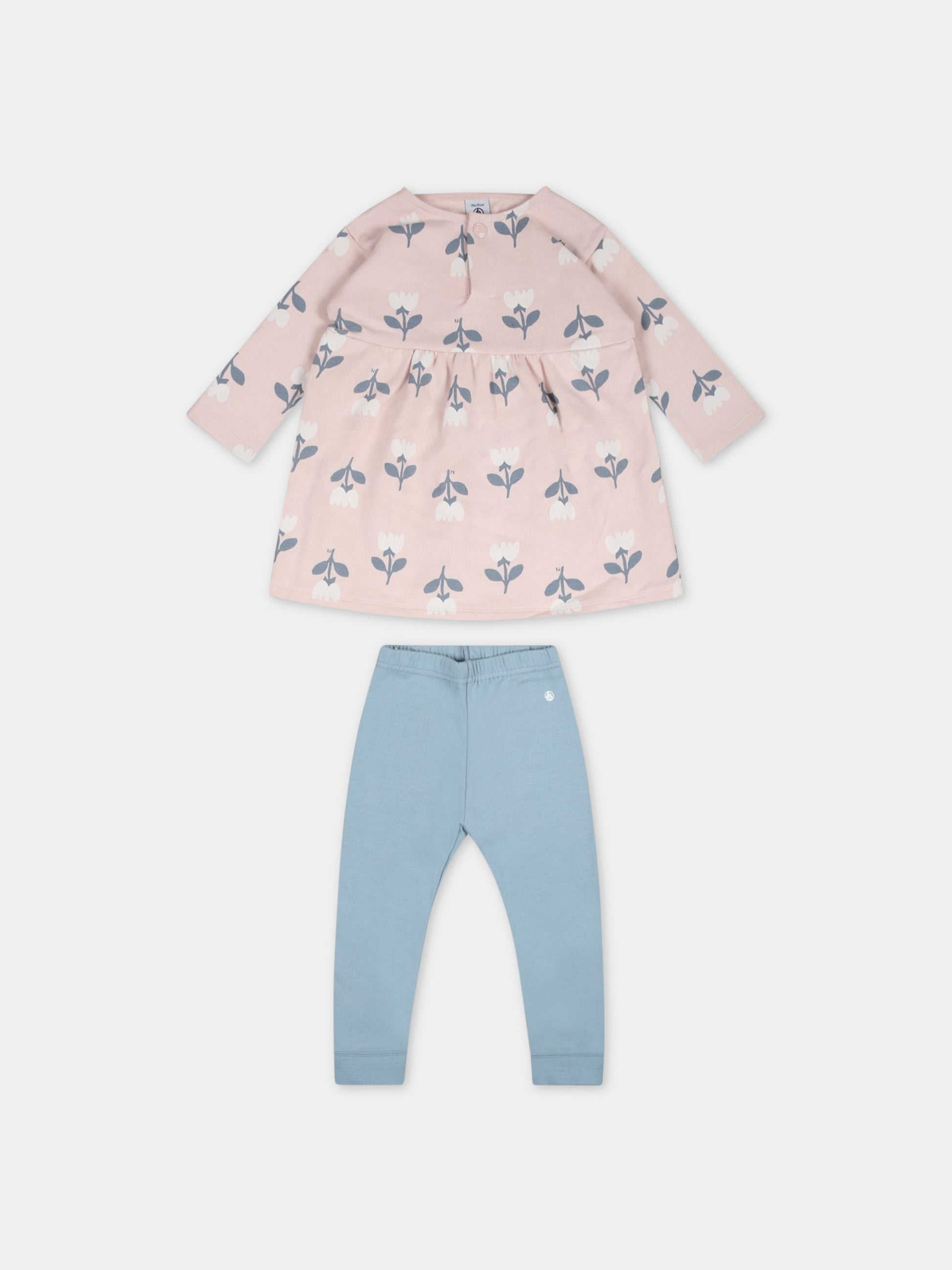 Completo multicolor per bambina con fiori,Petit Bateau,A07MS SALINE/MULTICO