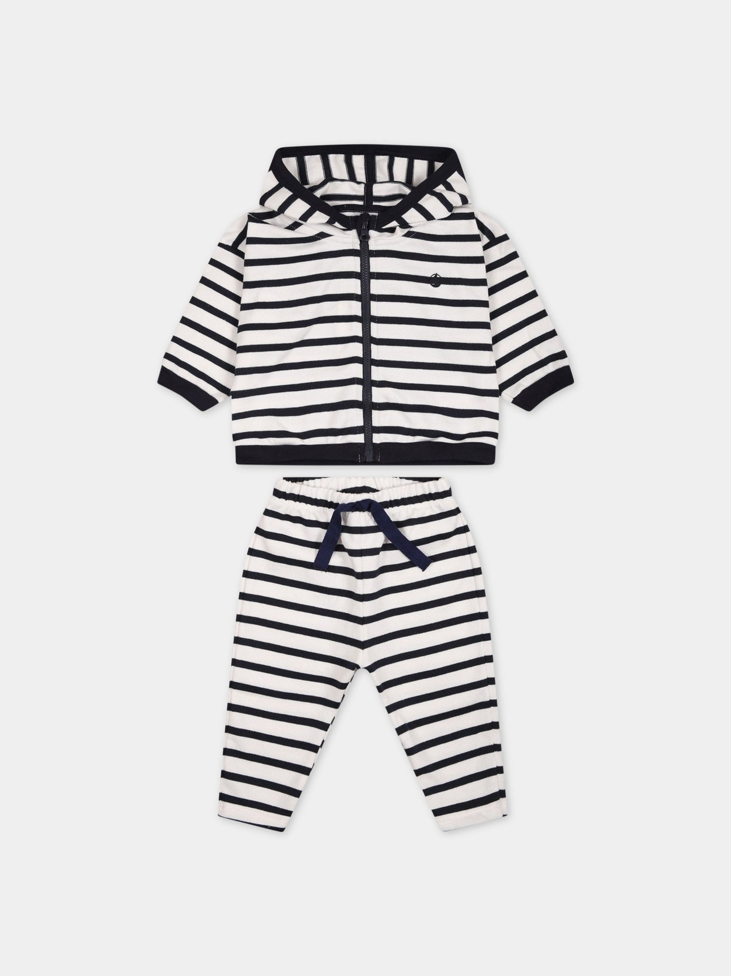 Completo multicolor per neonato con logo,Petit Bateau,A077U MARSHMALLOW/SMOKING