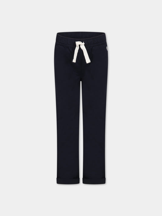 Pantaloni blu per bambino con logo bianco,Petit Bateau,A06Q6 SMOKING