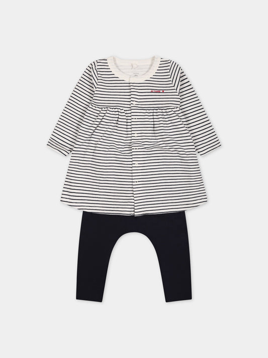 Completo multicolor per neonata con cuore,Petit Bateau,A06XN MARSHMALLOW/SMOKING