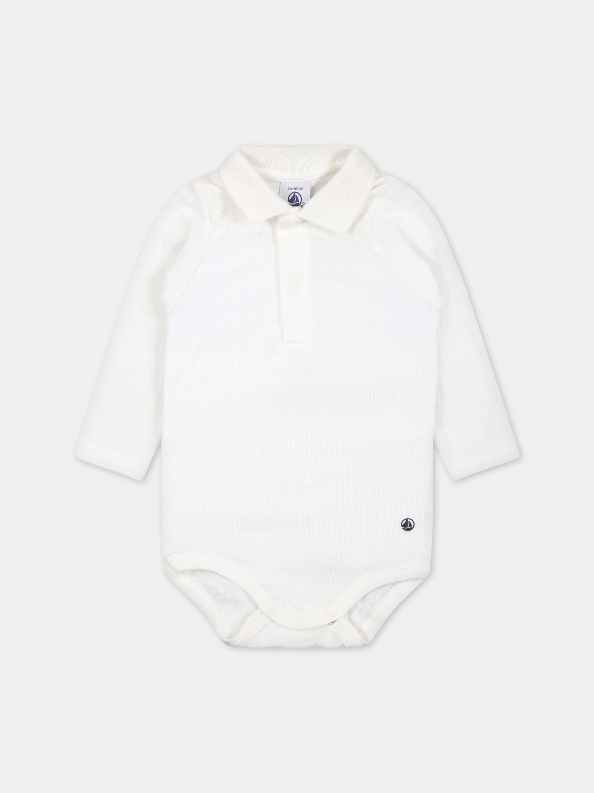 Body avorio per neonati con logo,Petit Bateau,A05Q2 MARSHMALLOW