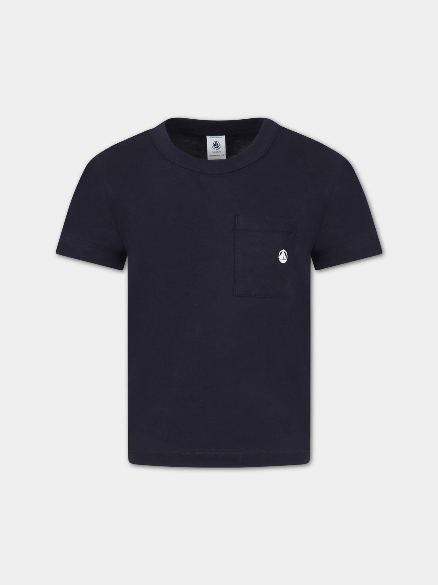 T-shirt blu per bambino con logo,Petit Bateau,A072H SMOKING