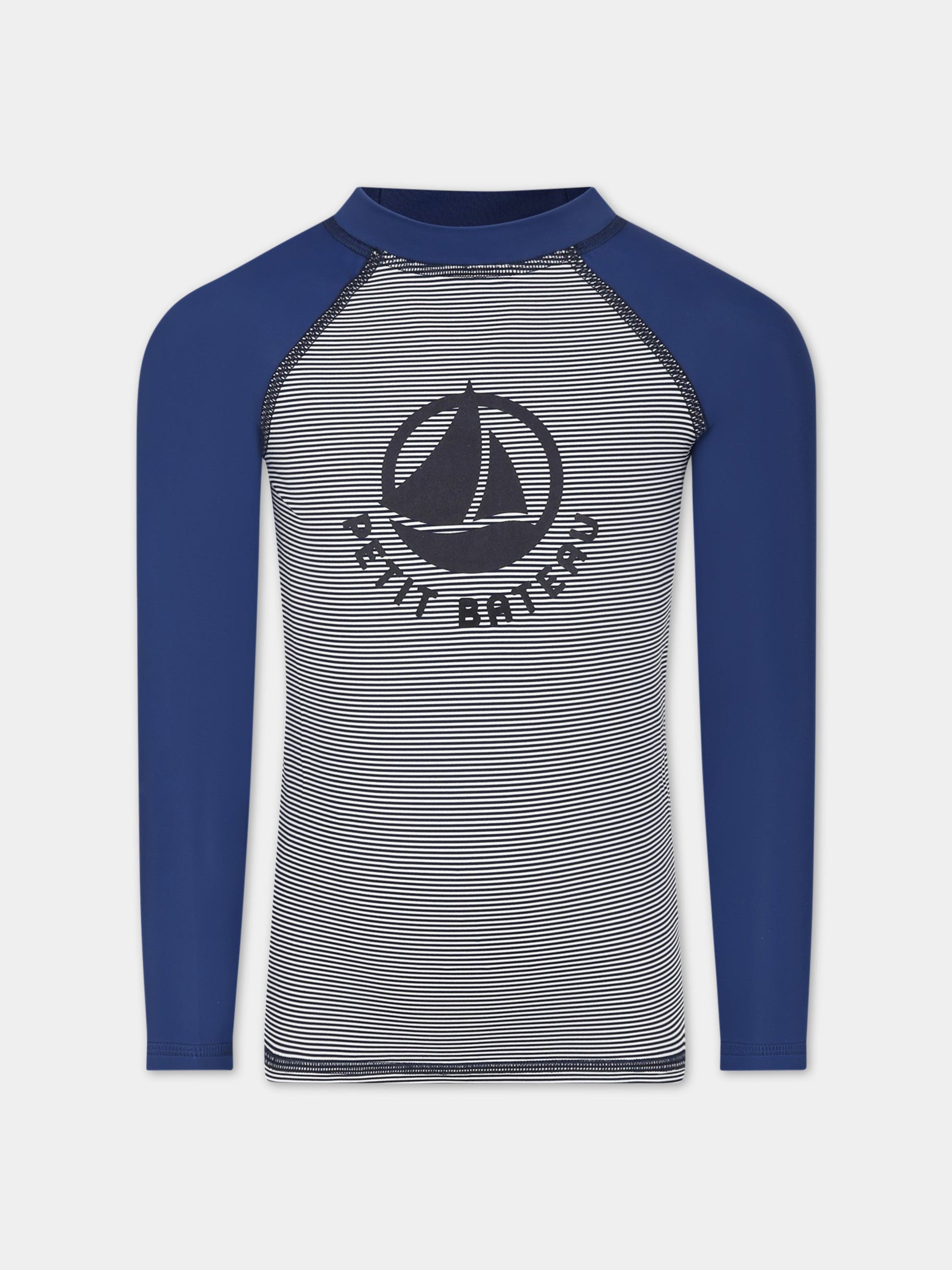 T-shirt multicolor per bambino con logo,Petit Bateau,A06Q0 MEDIEVAL/MARSHMALLOW