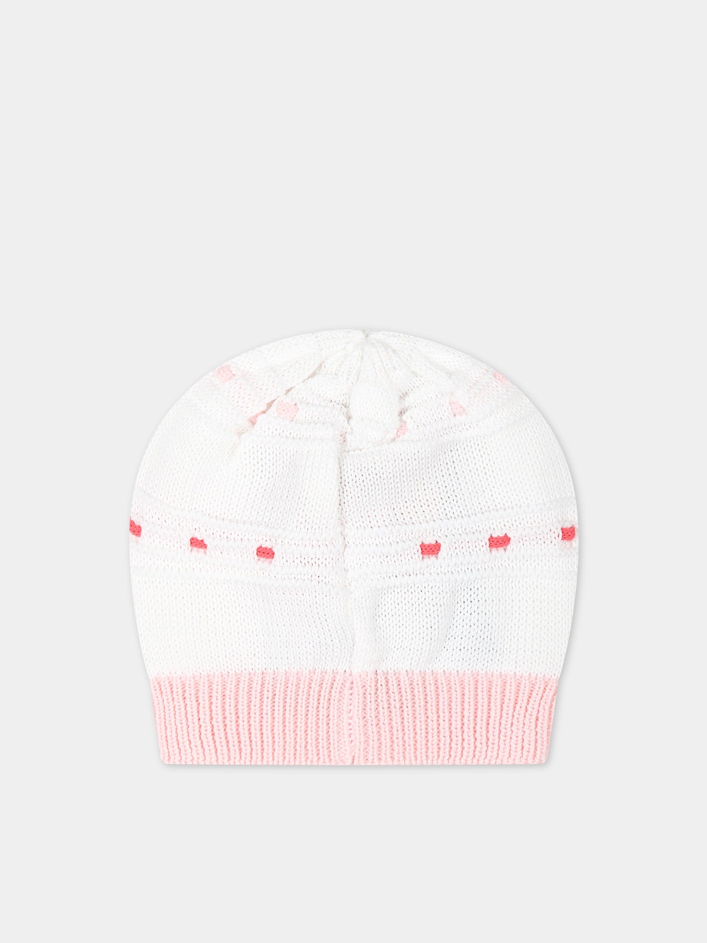 Cappello bianco per neonata con dettagli multicolor,Scaldacuore,FA14 ROSA