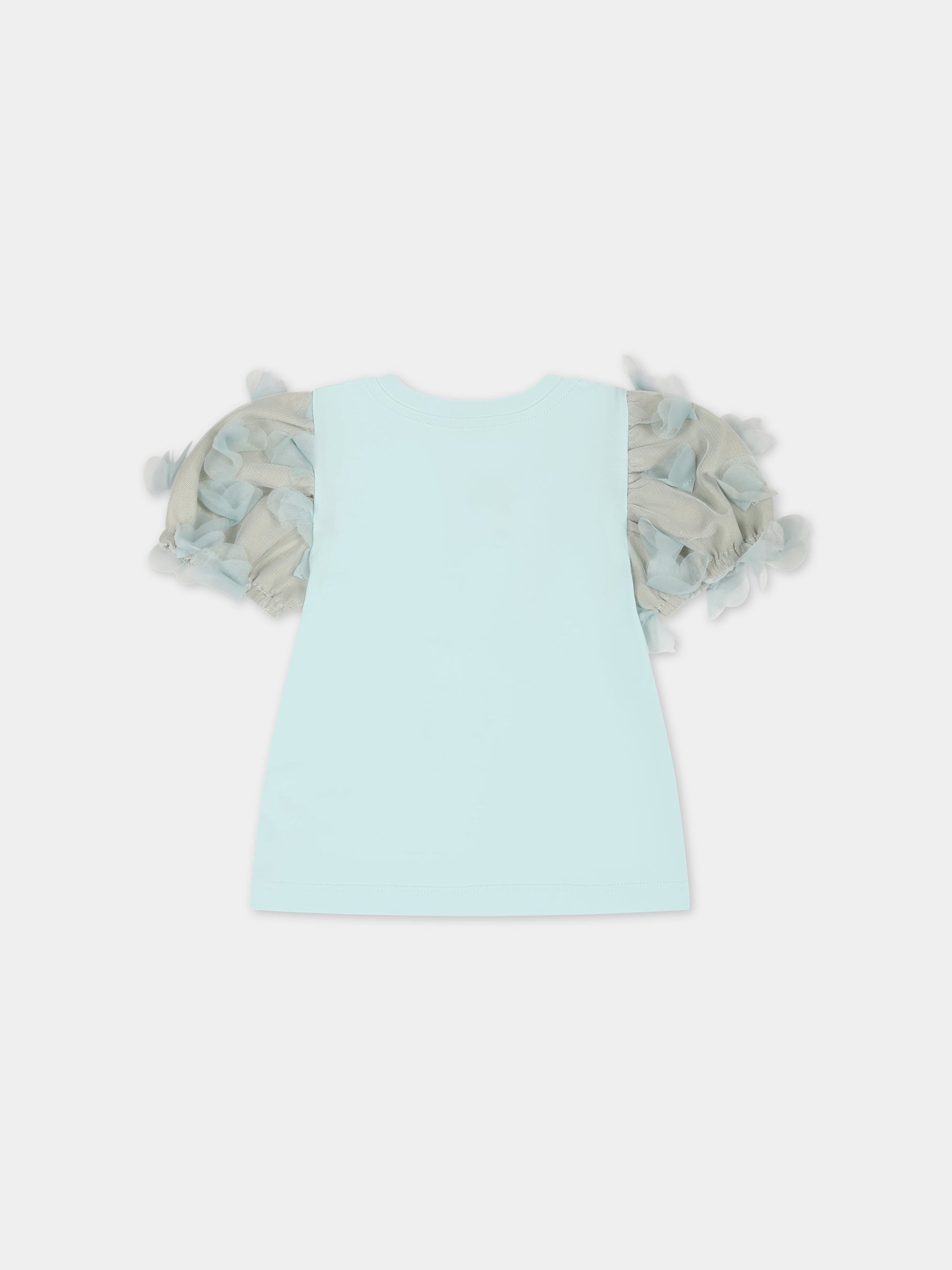 T-shirt verde per neonata con applicazioni in tulle,Simonetta,SS8011 J0019 629