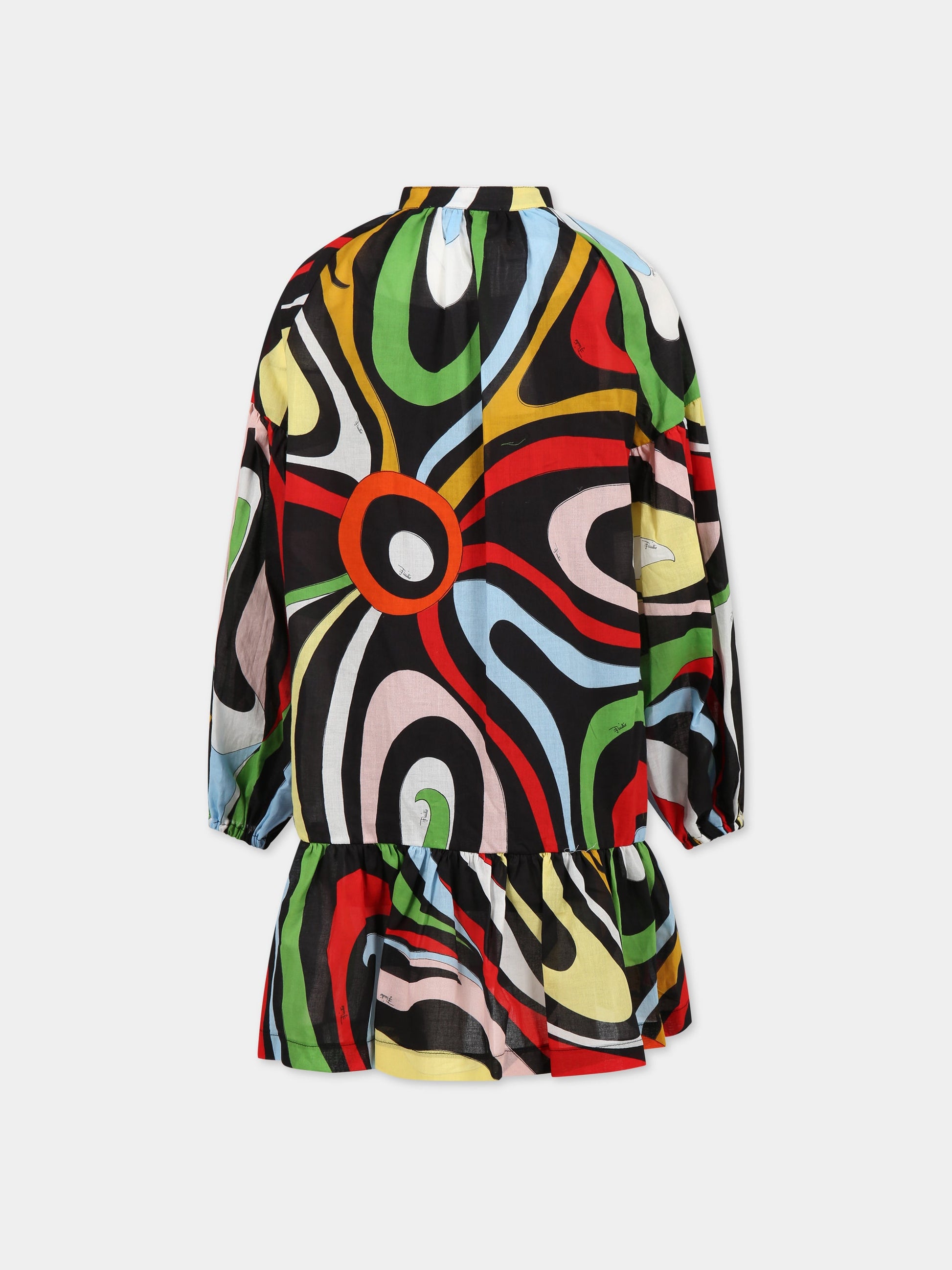 Vestito multicolor per bambina con logo,Emilio Pucci Junior,PS1C20 M0025 930MC