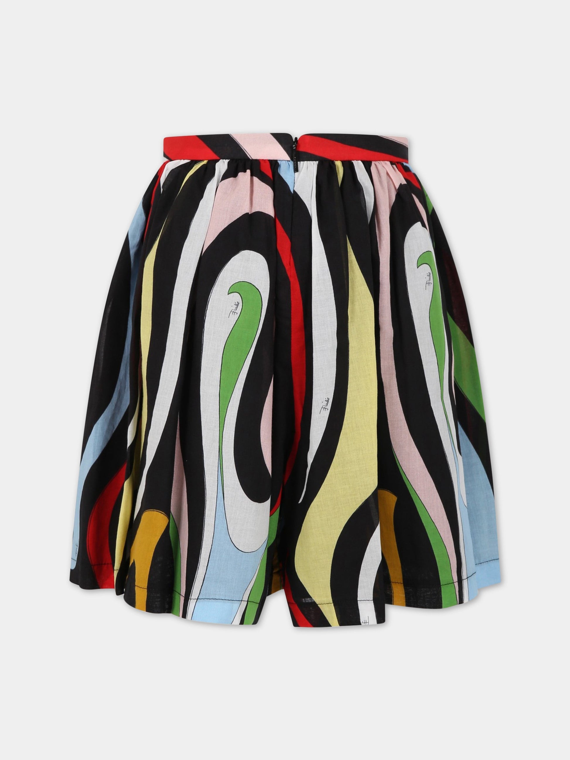 Shorts multicolor per bambina con stampa e logo,Emilio Pucci Junior,PS7B04 M0025 930MC