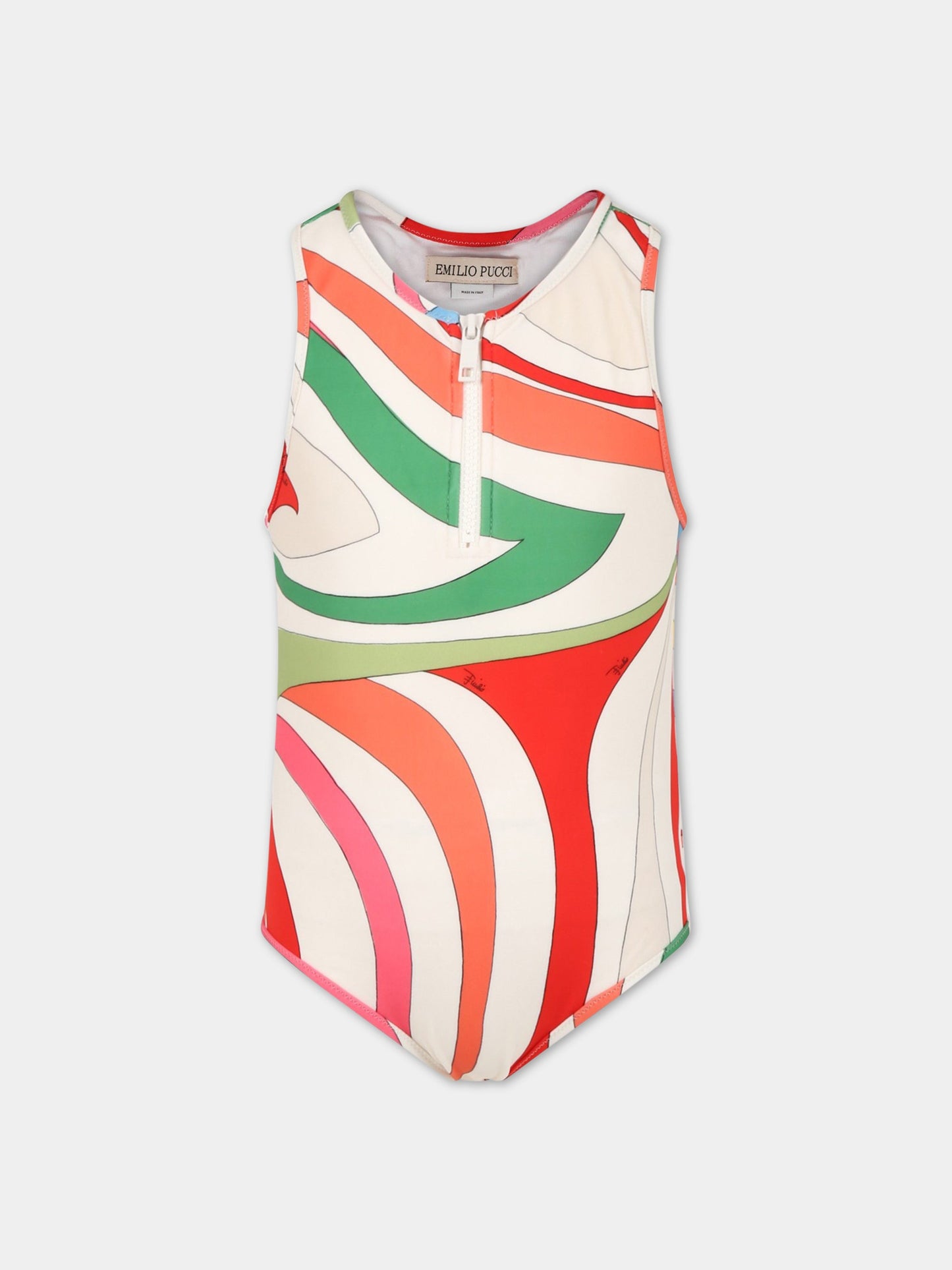 Costume multicolor per bambina con stampa e logo,Emilio Pucci Junior,PSCA29 J0272 999